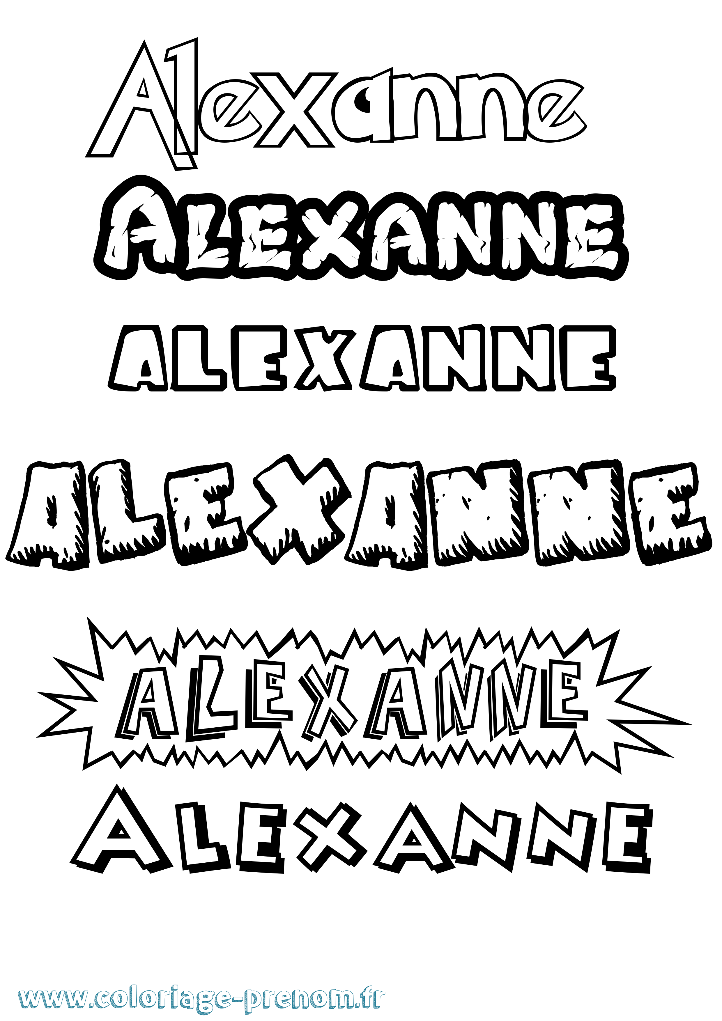 Coloriage Alexanne Dessin Animé Coloriage prénom Alexanne Dessin Animé