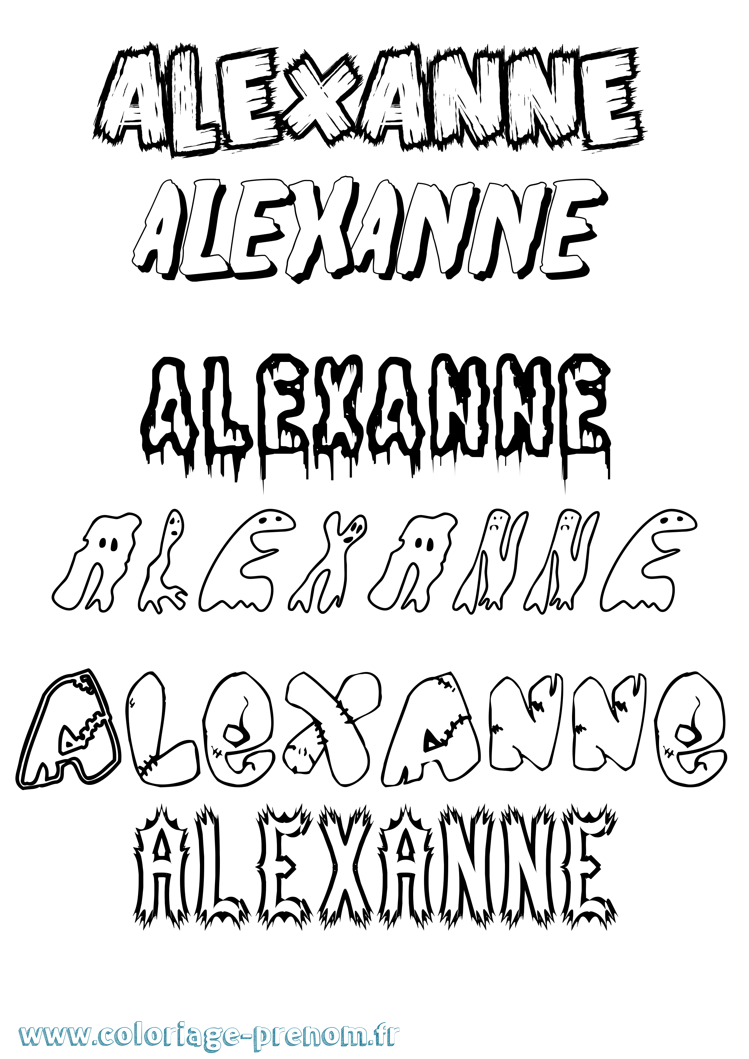 Coloriage Alexanne Frisson Coloriage prénom Alexanne Frisson