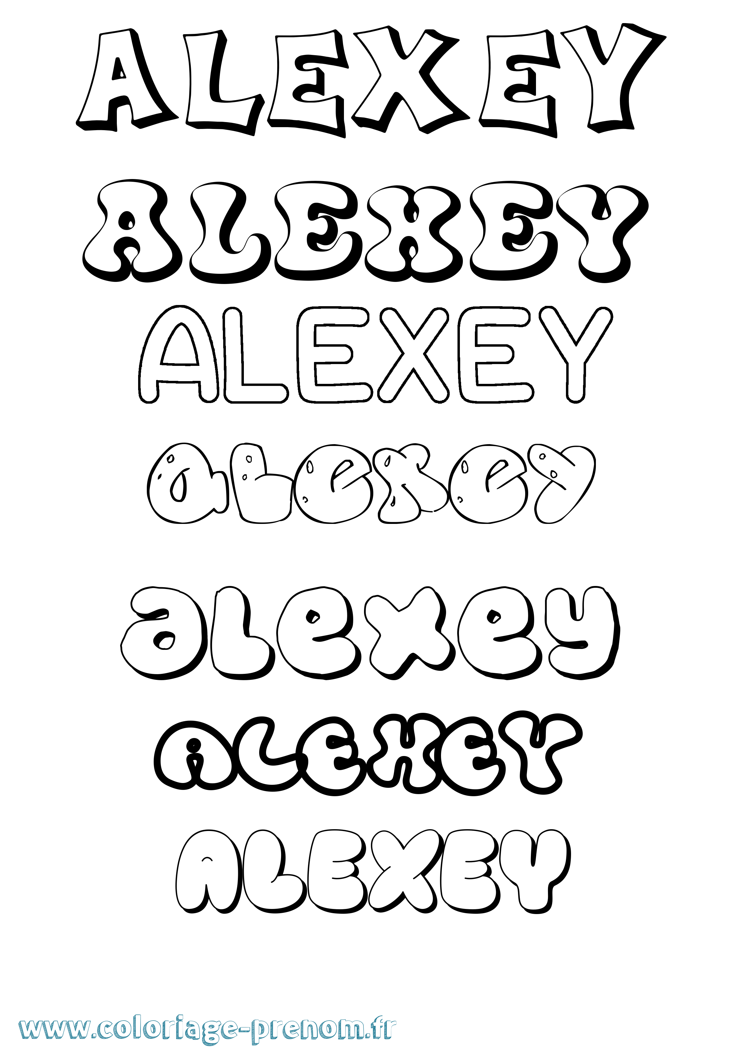 Coloriage Alexey Bubble Coloriage prénom Alexey Bubble