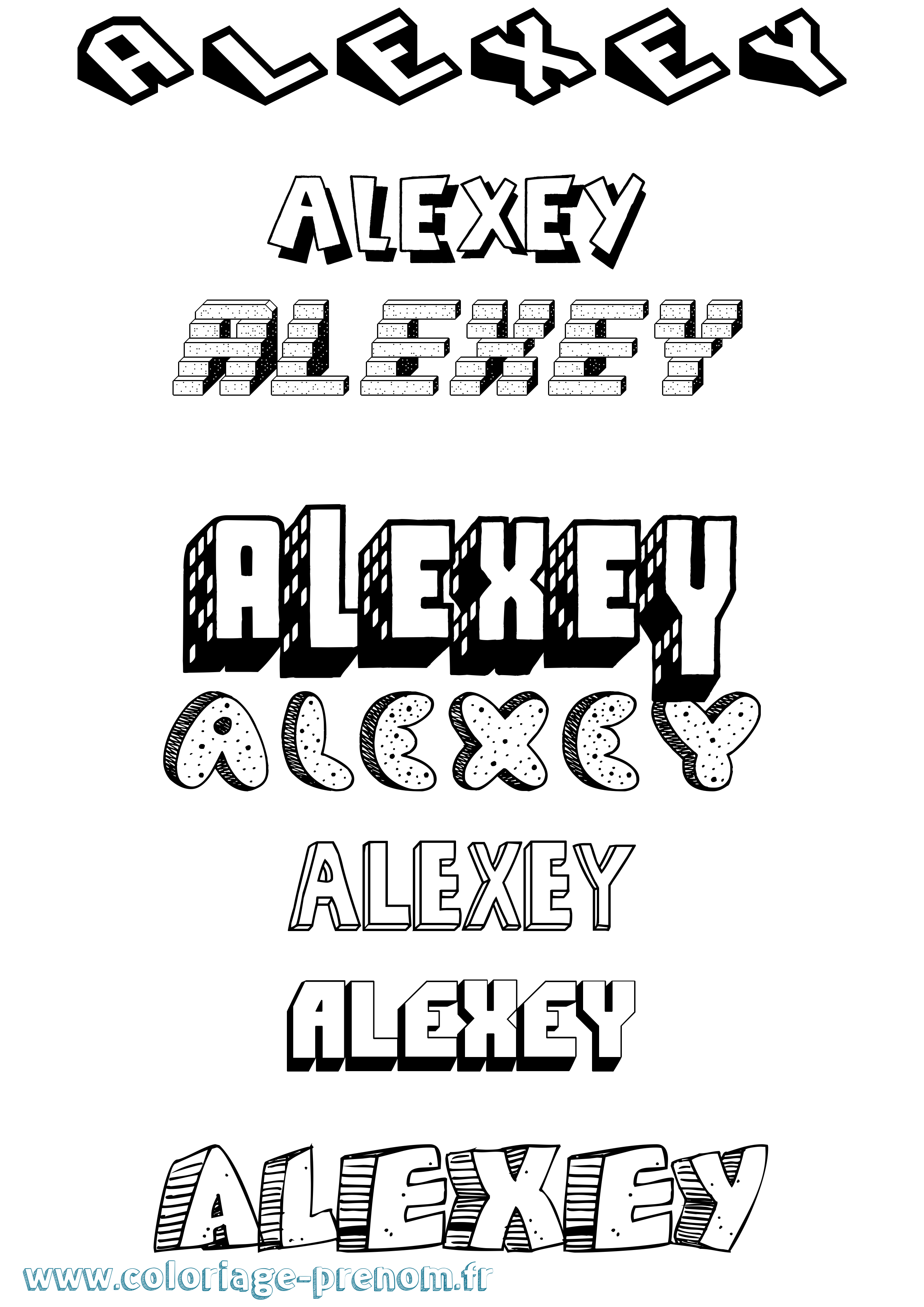 Coloriage Alexey Effet 3D Coloriage prénom Alexey Effet 3D