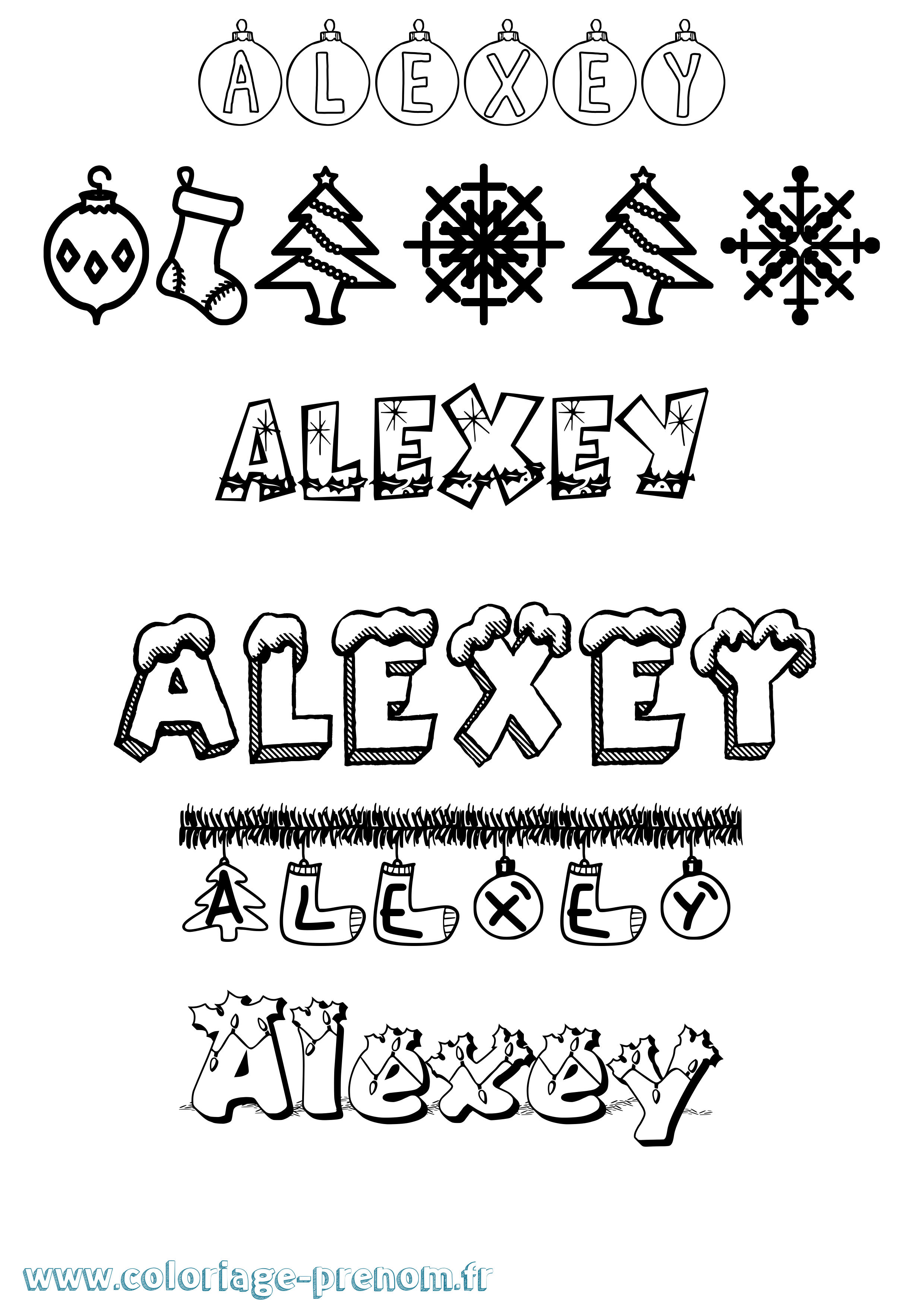 Coloriage Alexey Noël Coloriage prénom Alexey Noël