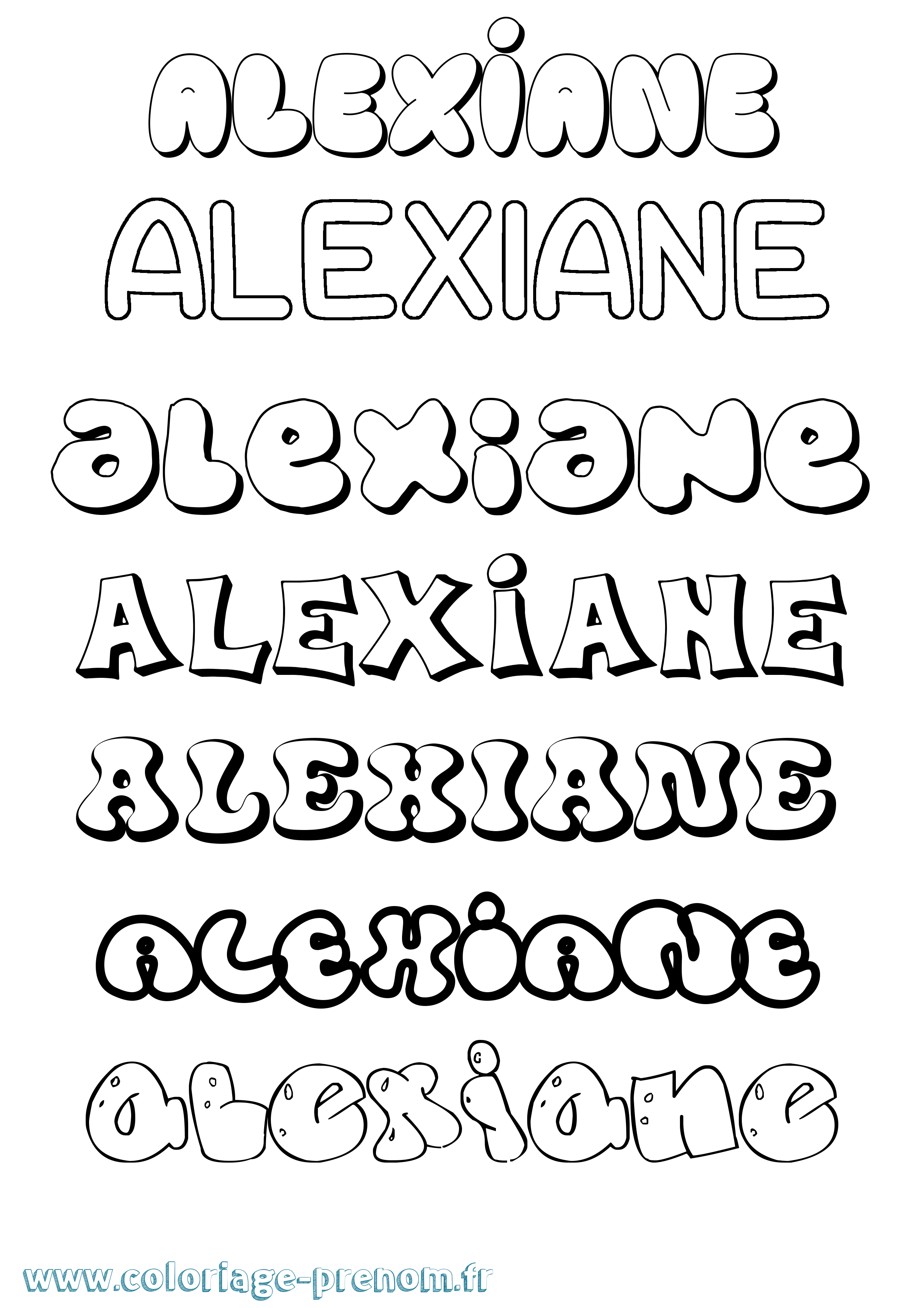 Coloriage Alexiane Bubble Coloriage prénom Alexiane Bubble