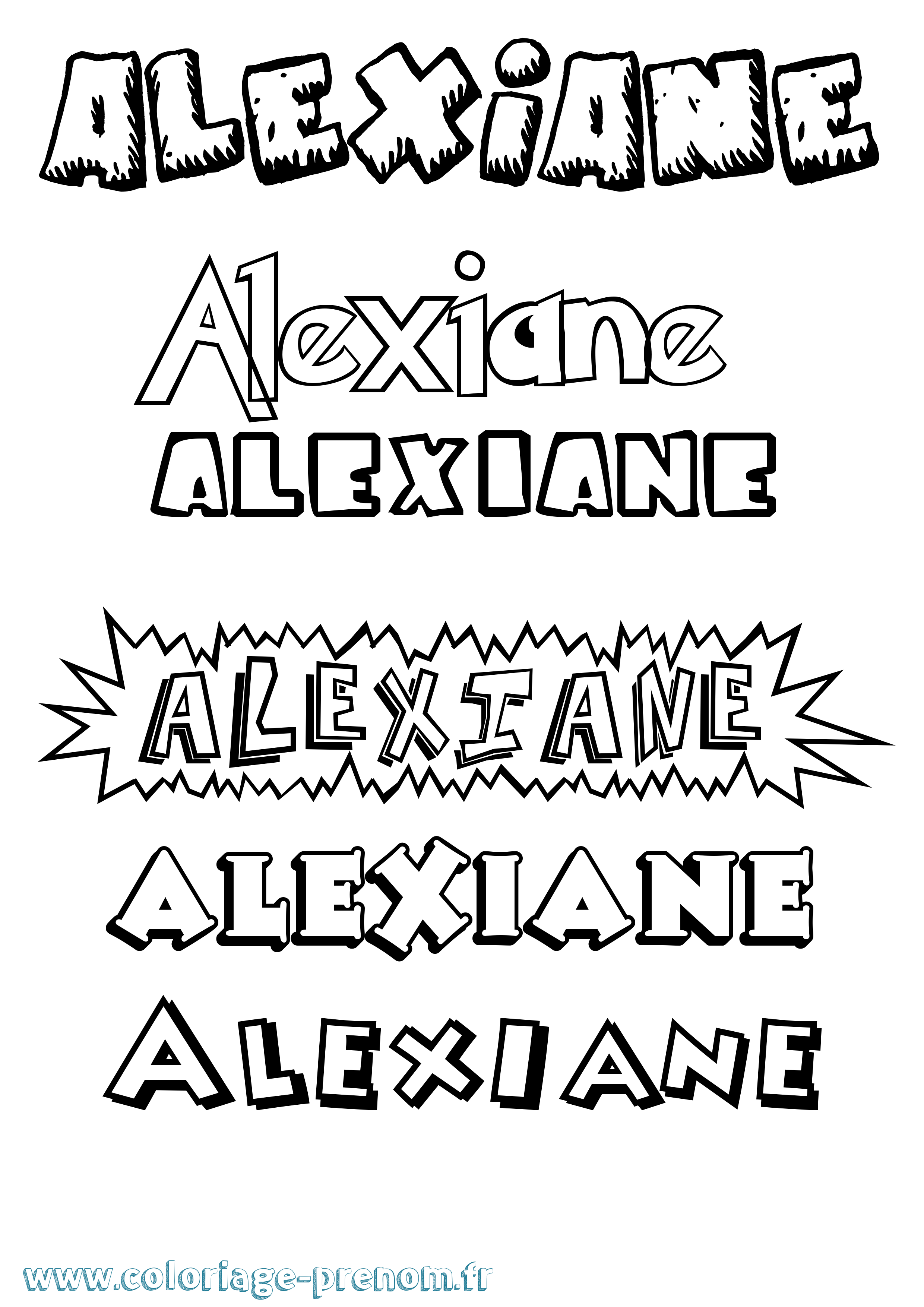 Coloriage Alexiane Dessin Animé Coloriage prénom Alexiane Dessin Animé