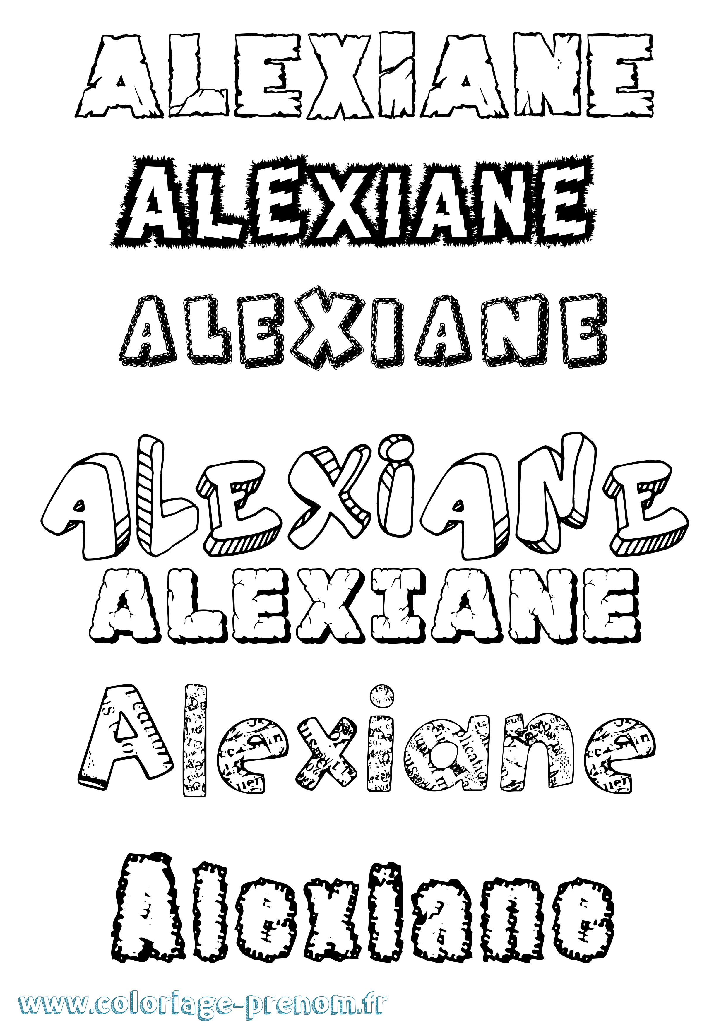 Coloriage Alexiane Destructuré Coloriage prénom Alexiane Destructuré