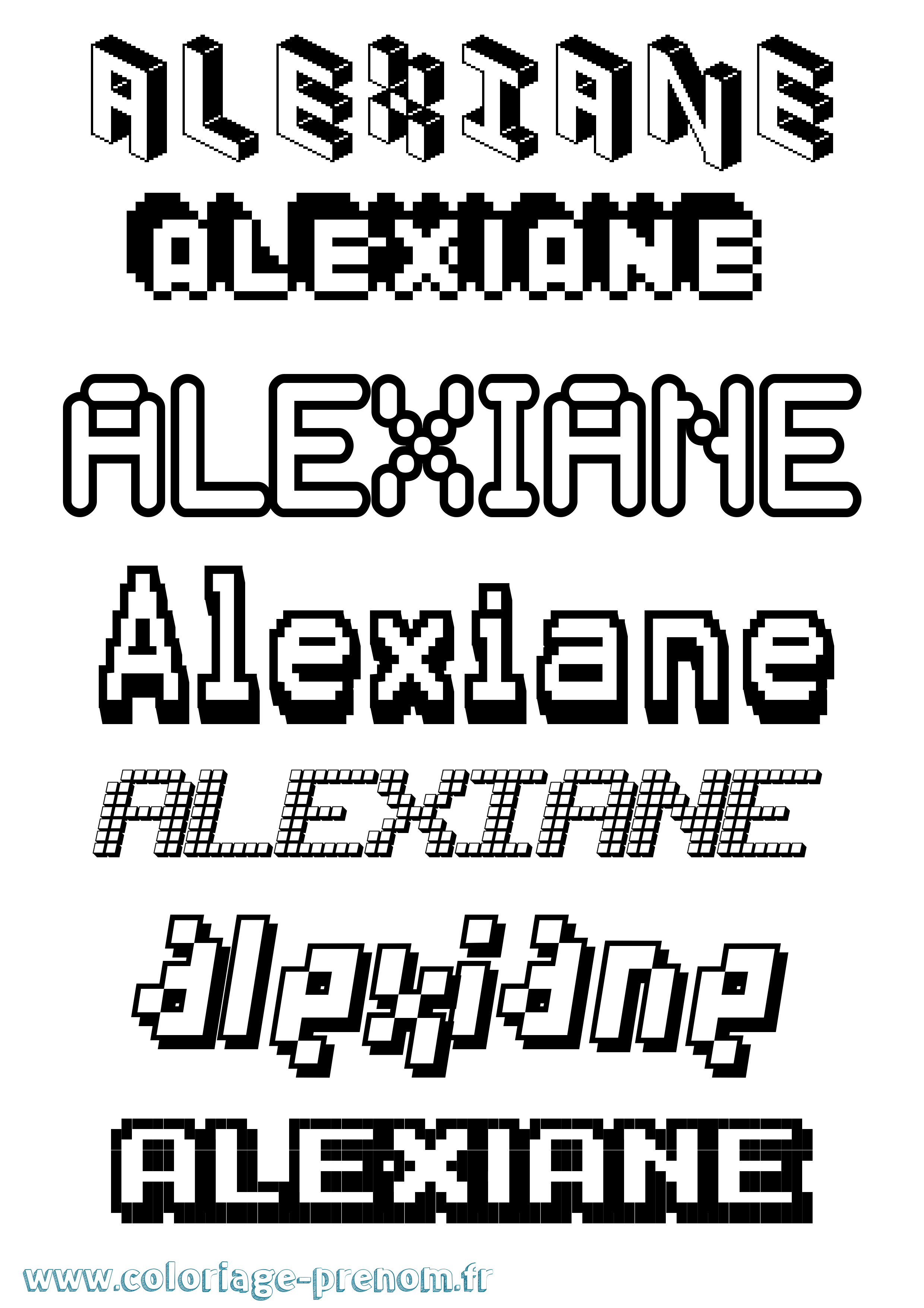 Coloriage Alexiane Pixel Coloriage prénom Alexiane Pixel