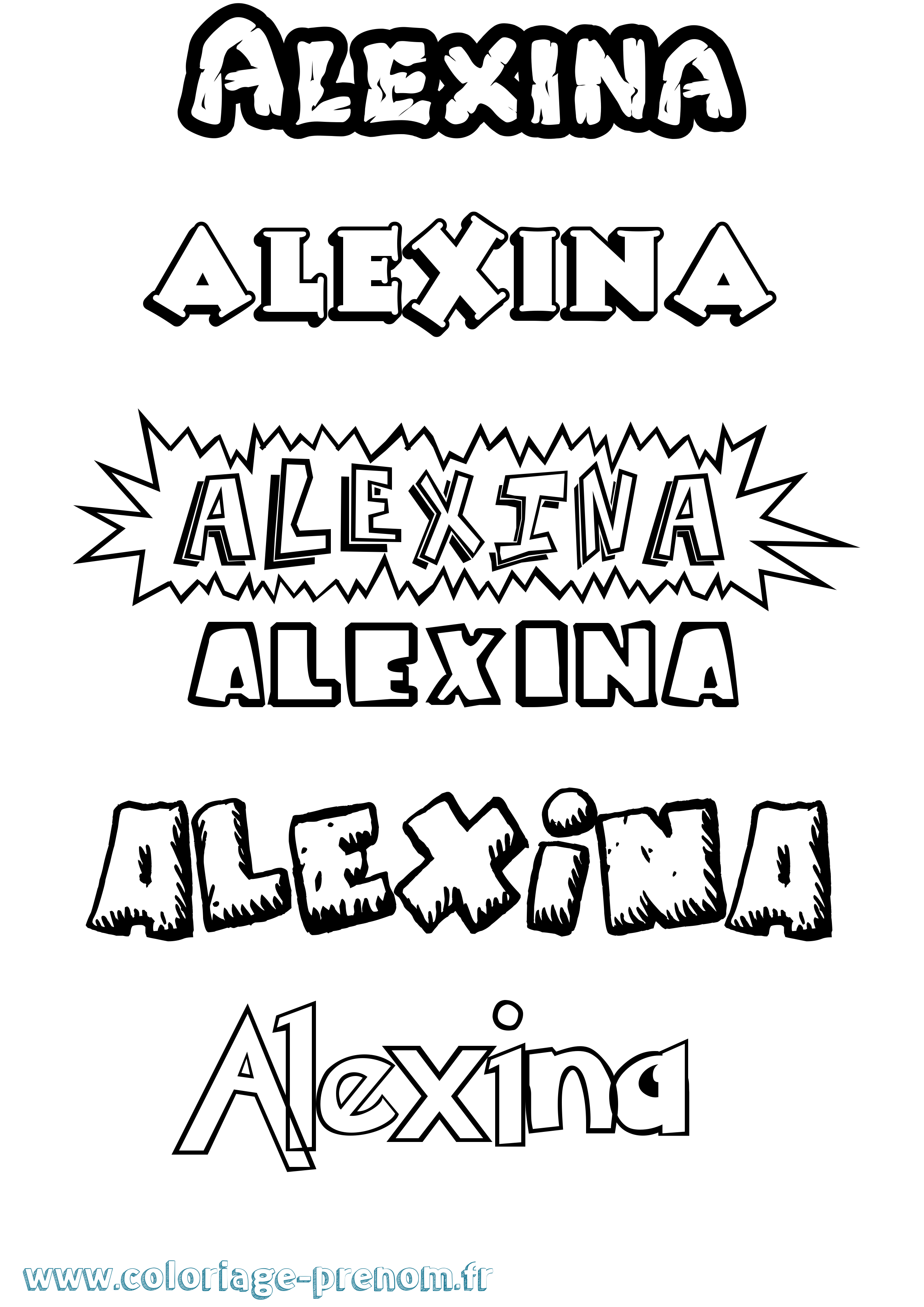 Coloriage Alexina Dessin Animé Coloriage prénom Alexina Dessin Animé