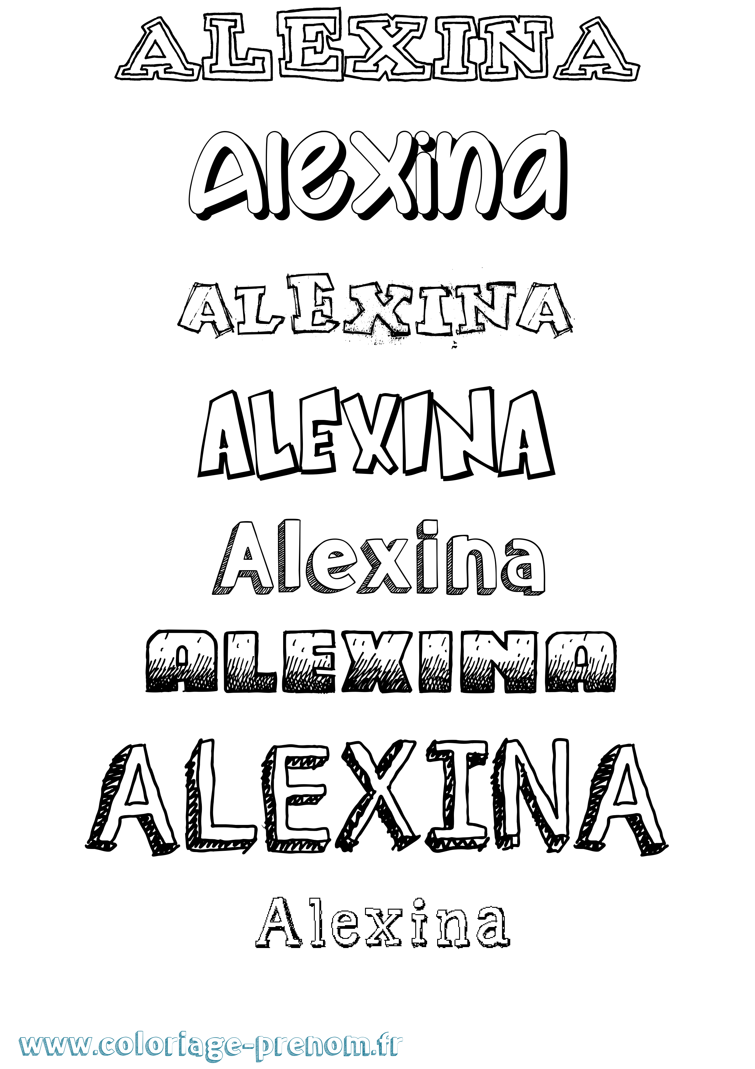 Coloriage Alexina Dessiné Coloriage prénom Alexina Dessiné