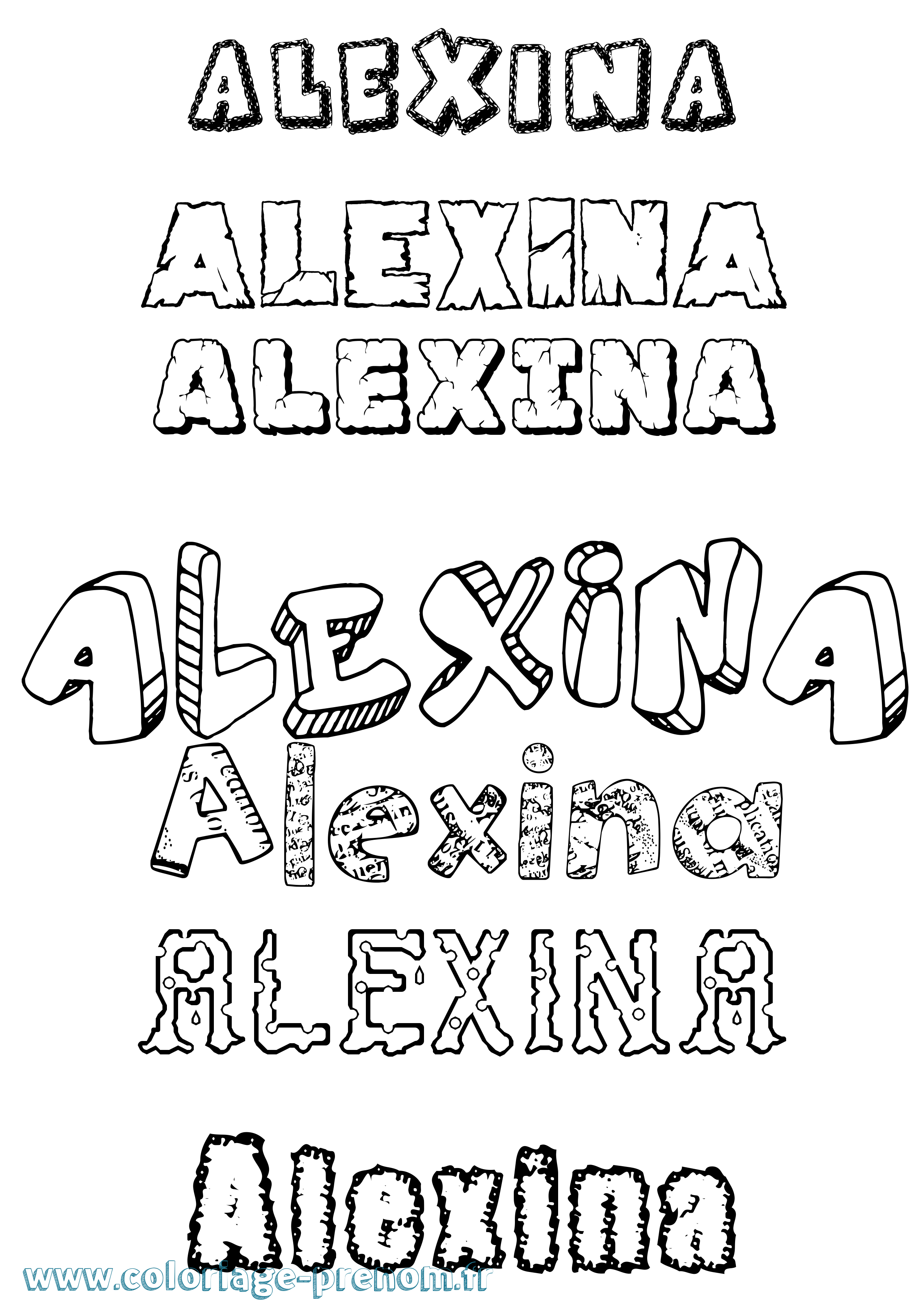 Coloriage Alexina Destructuré Coloriage prénom Alexina Destructuré