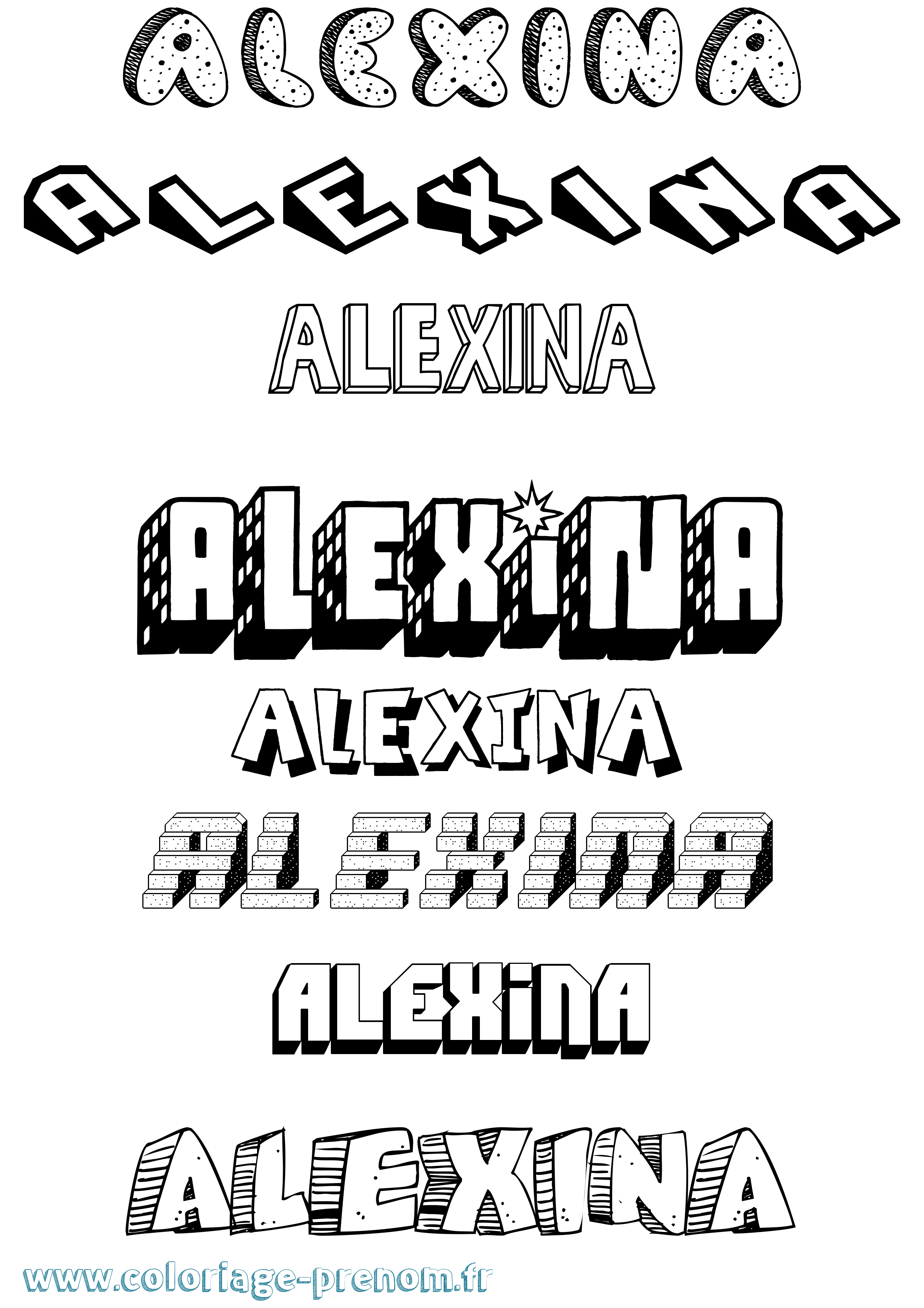 Coloriage Alexina Effet 3D Coloriage prénom Alexina Effet 3D