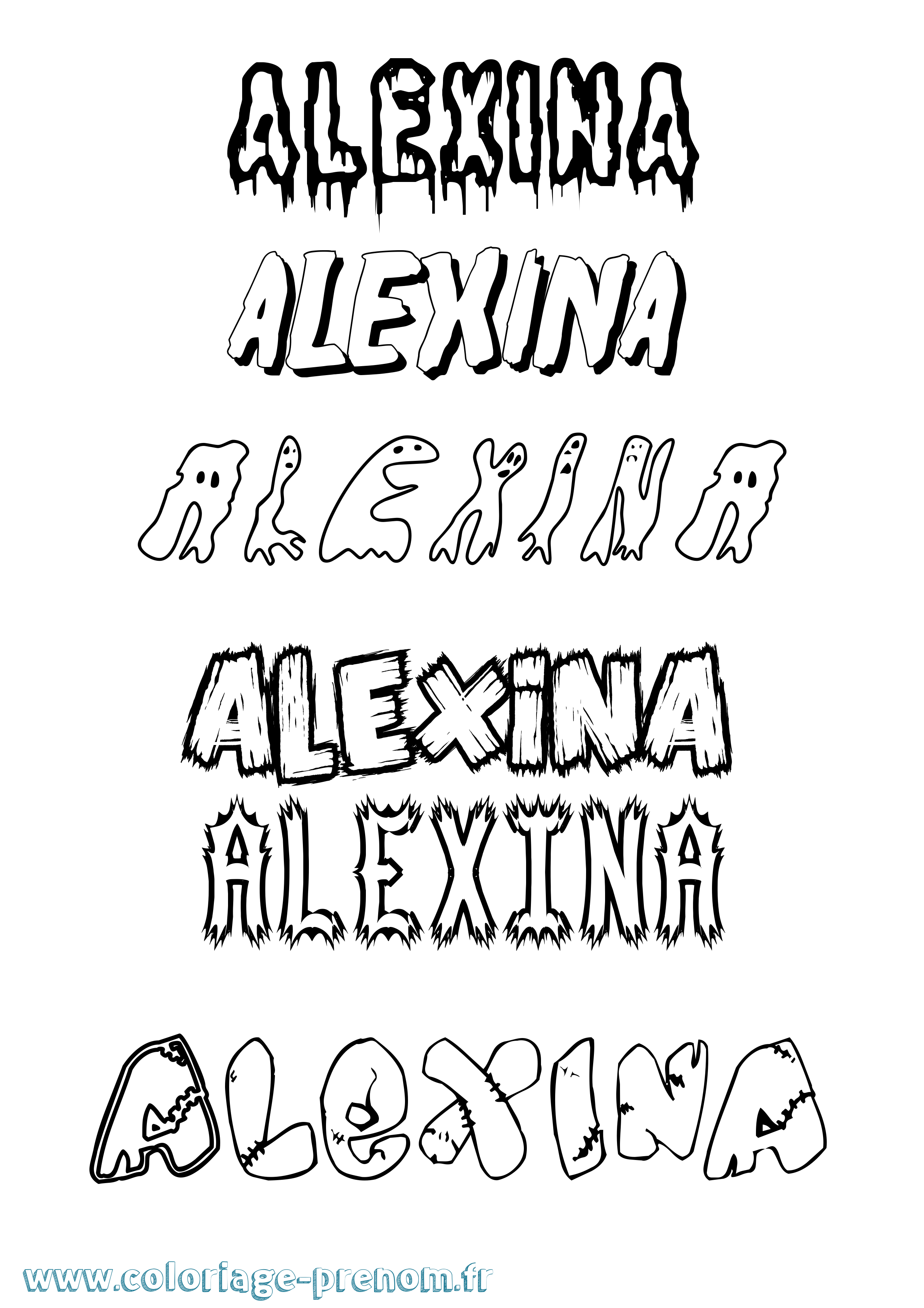 Coloriage Alexina Frisson Coloriage prénom Alexina Frisson