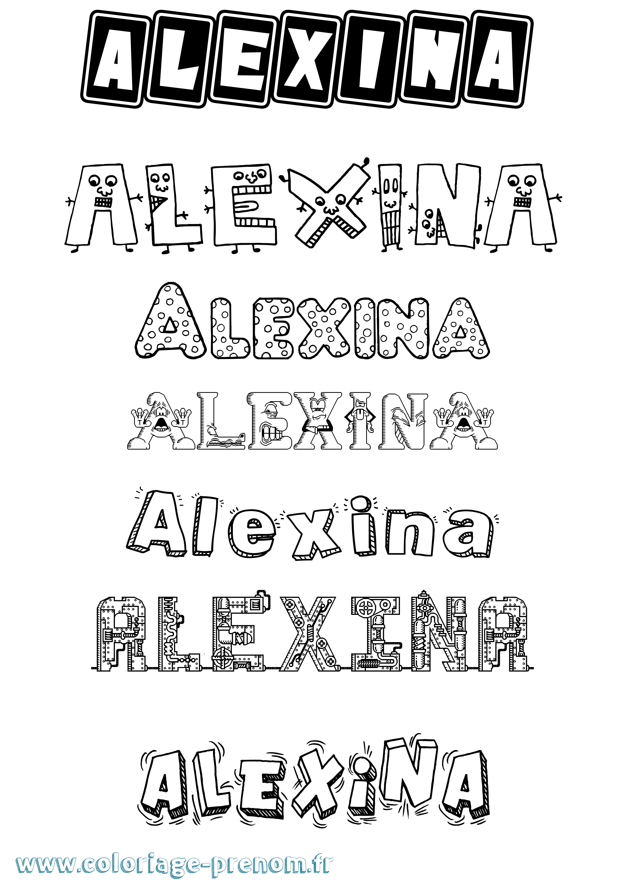 Coloriage Alexina Fun Coloriage prénom Alexina Fun