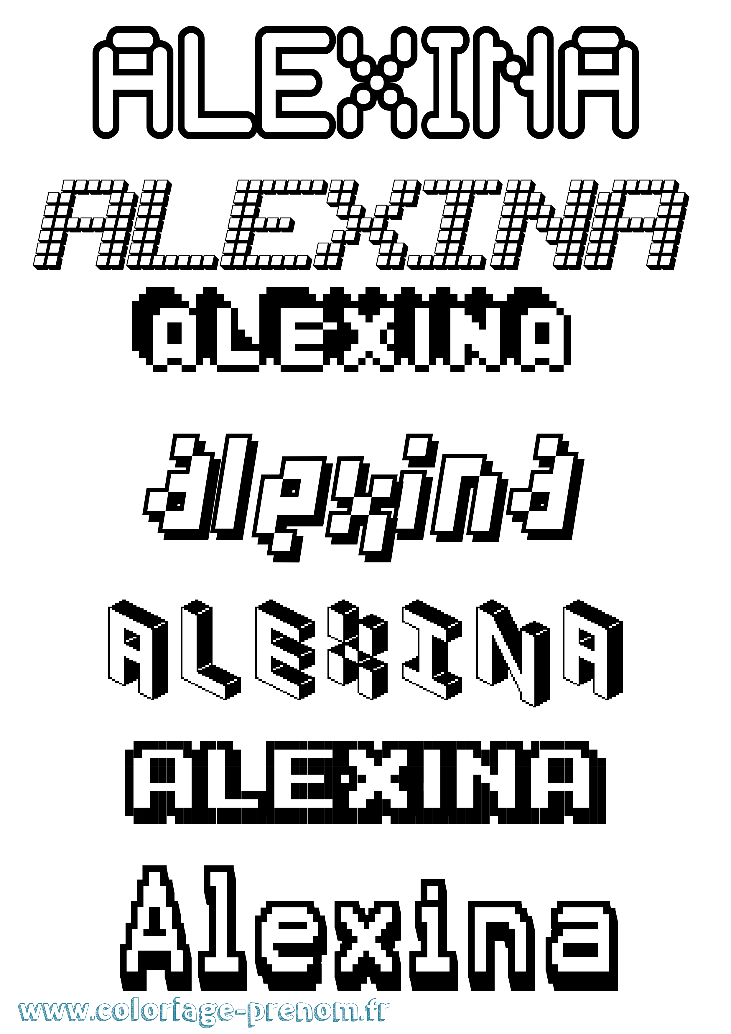 Coloriage Alexina Pixel Coloriage prénom Alexina Pixel