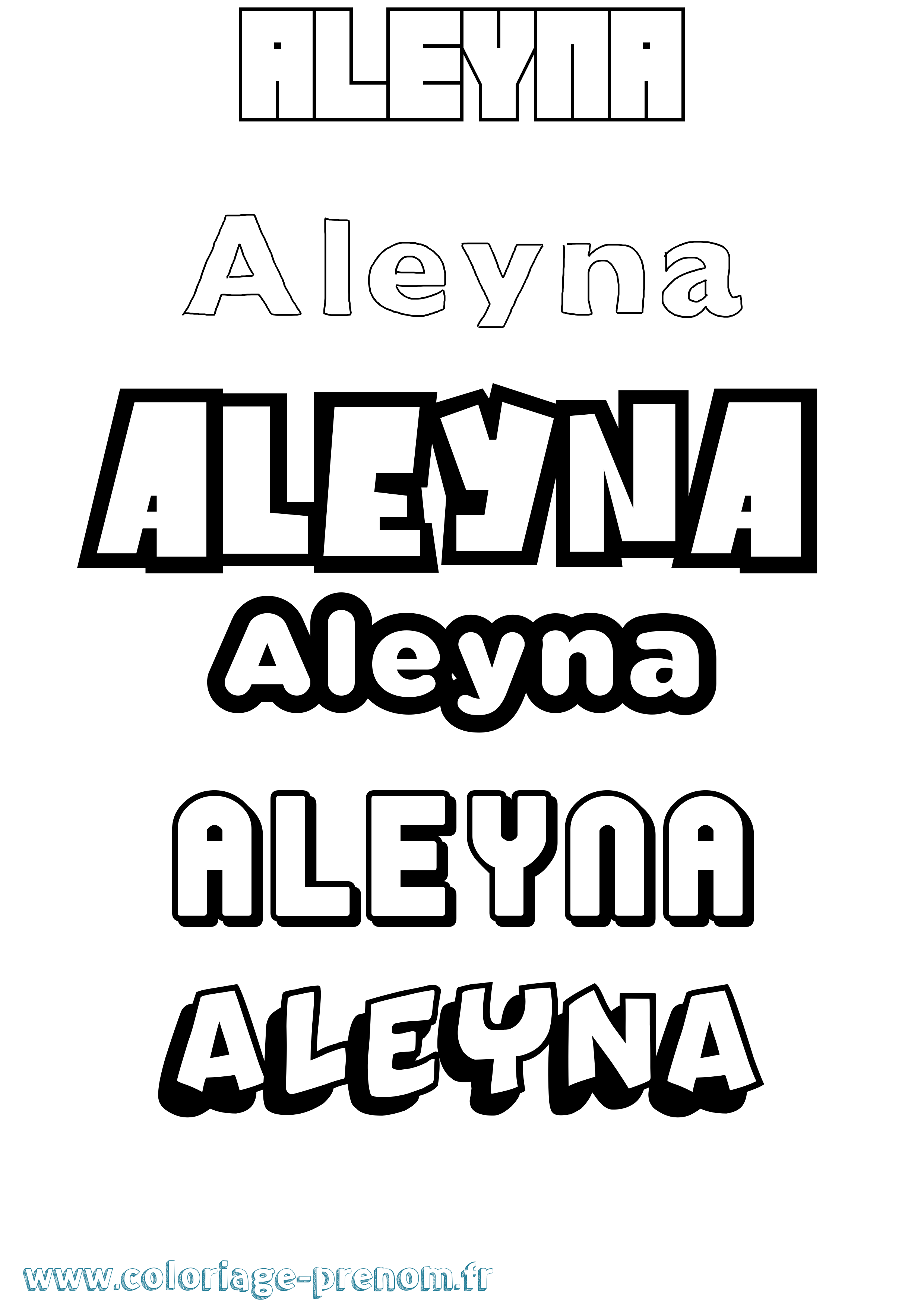 Coloriage Aleyna Simple Coloriage prénom Aleyna Simple