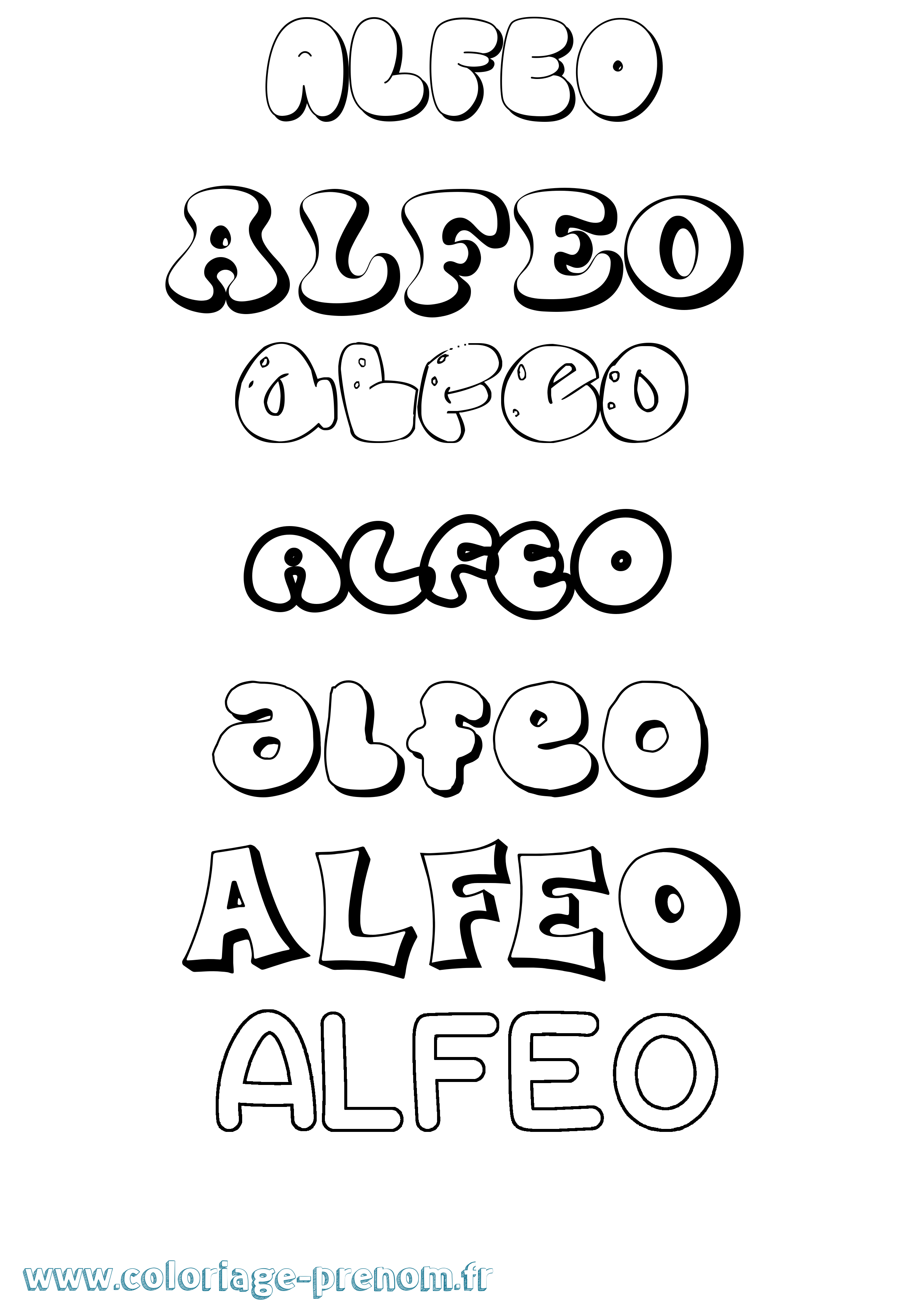 Coloriage Alfeo Bubble Coloriage prénom Alfeo Bubble