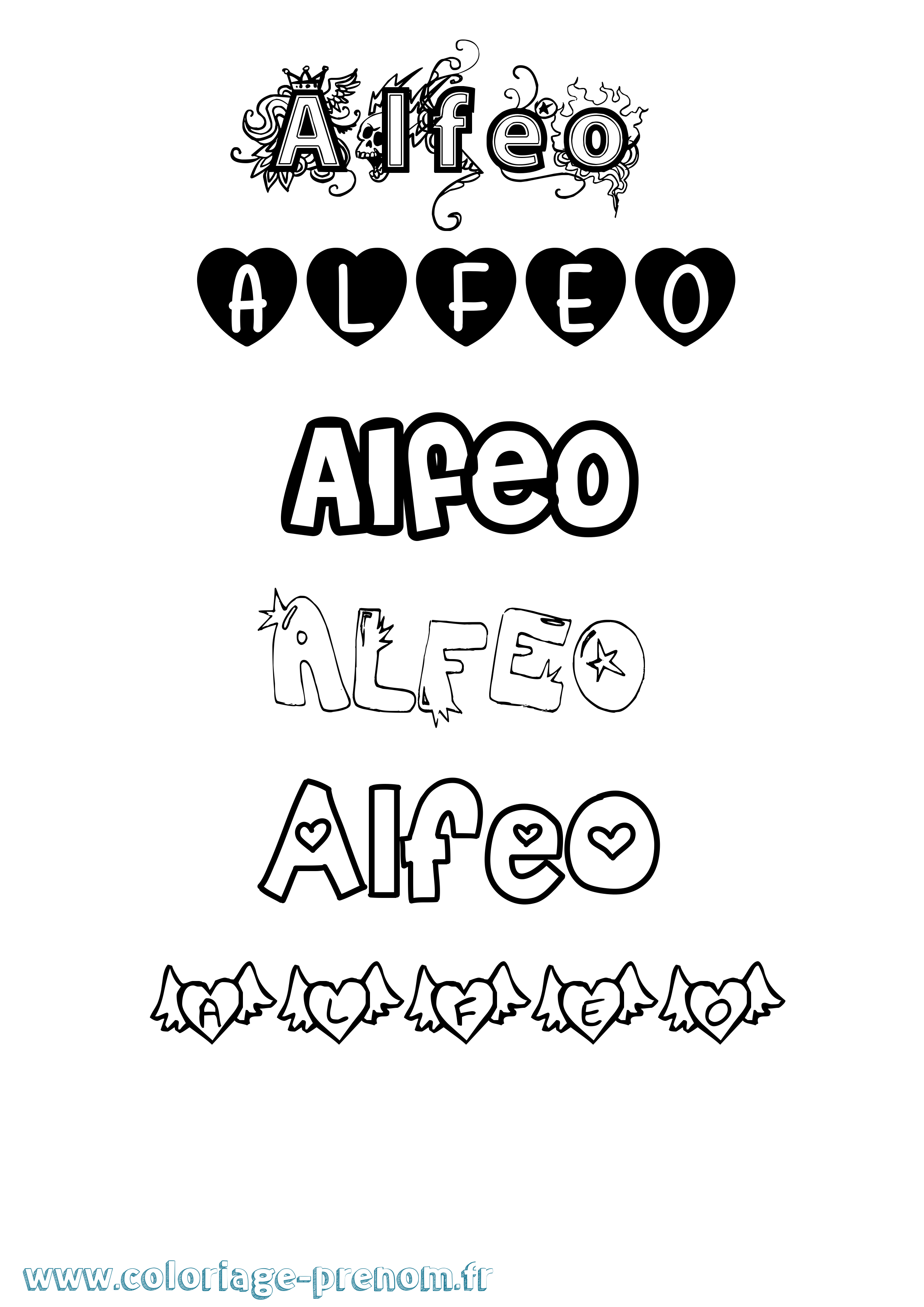Coloriage Alfeo Girly Coloriage prénom Alfeo Girly