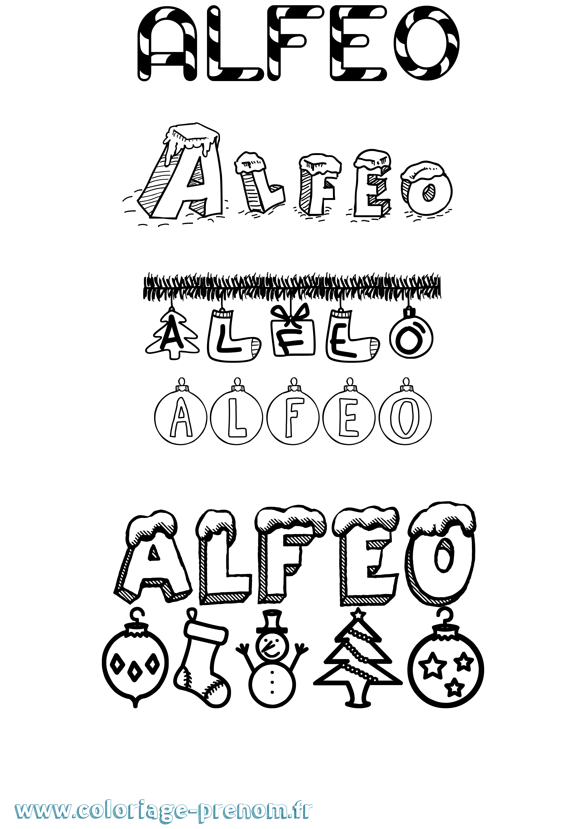 Coloriage Alfeo Noël Coloriage prénom Alfeo Noël