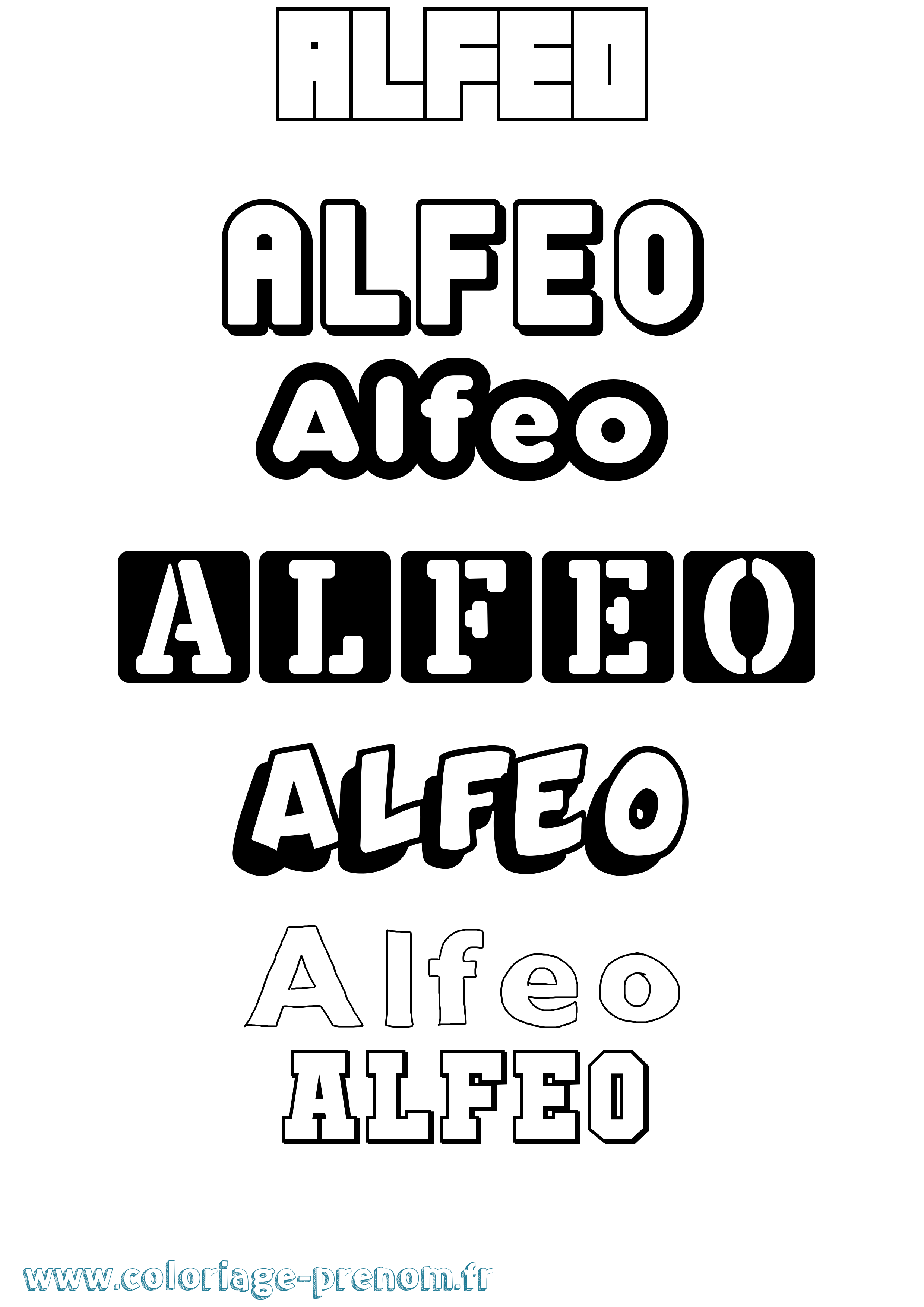 Coloriage Alfeo Simple Coloriage prénom Alfeo Simple