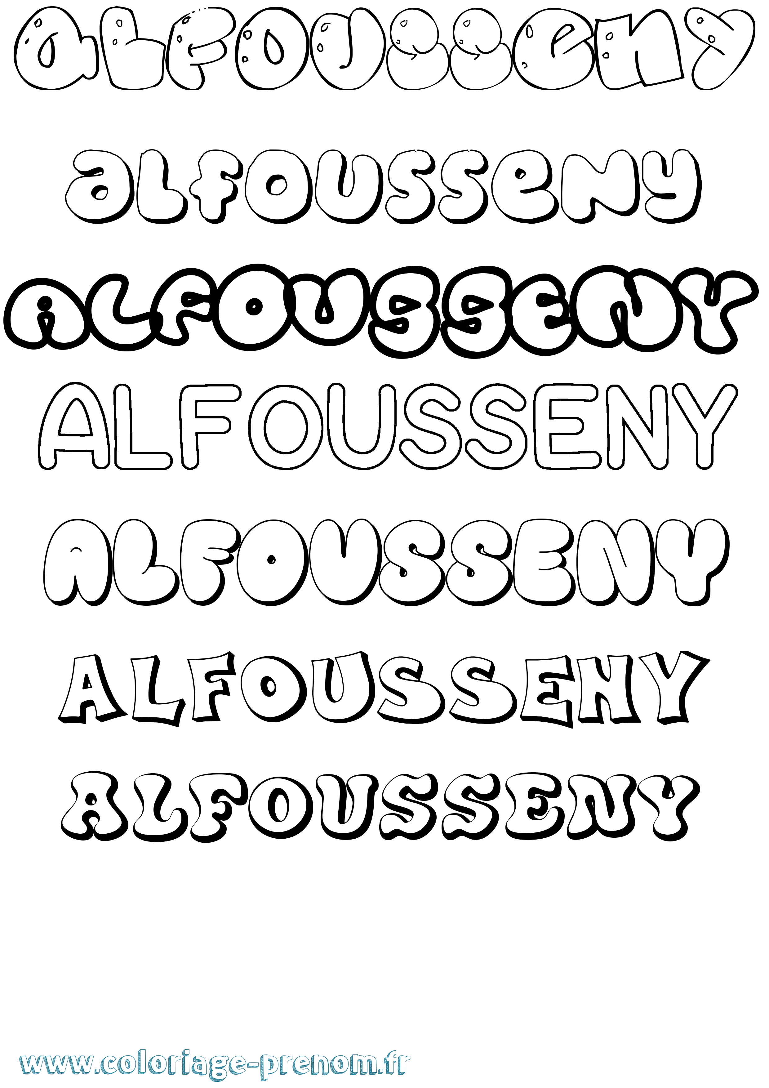 Coloriage Alfousseny Bubble Coloriage prénom Alfousseny Bubble