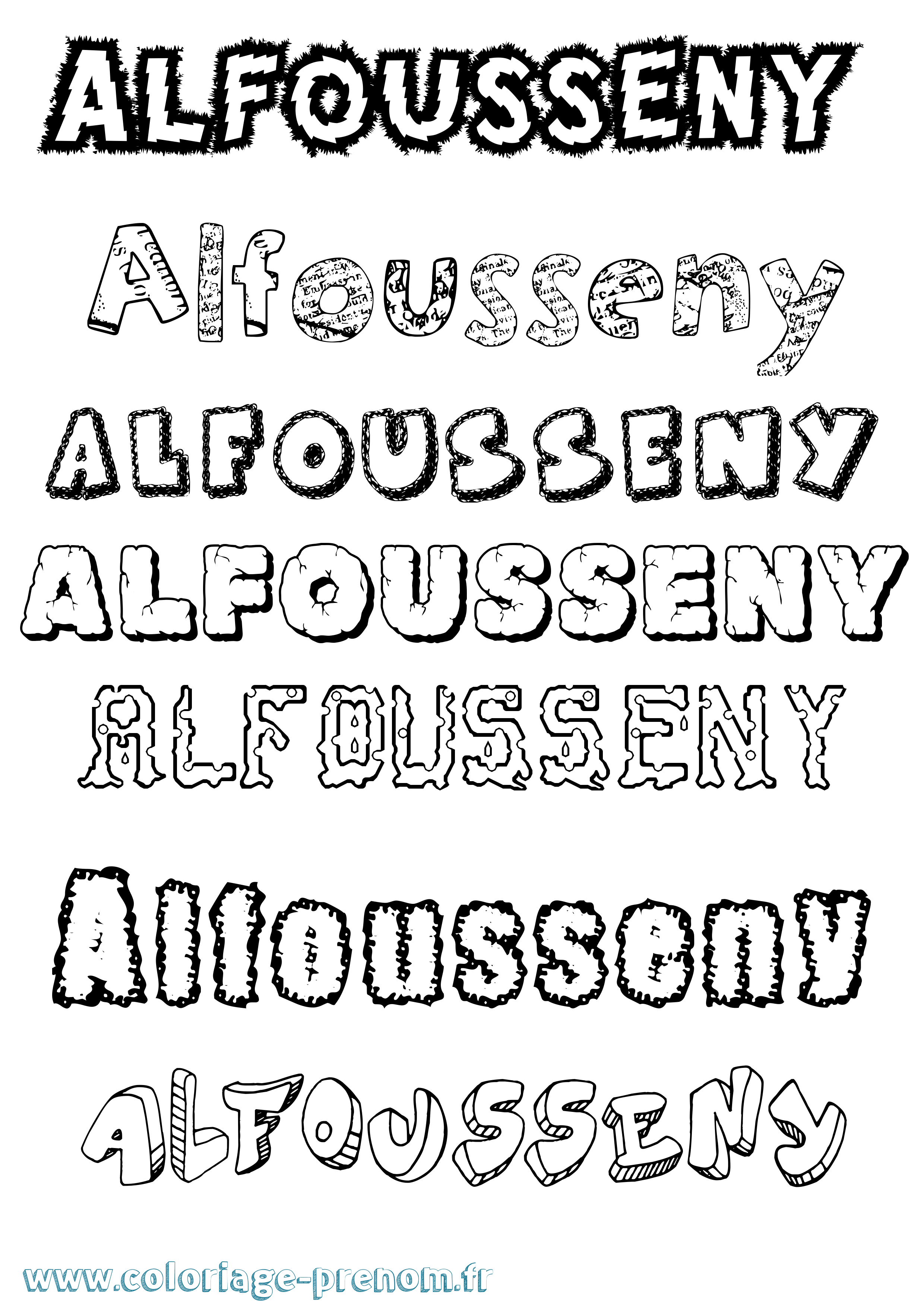 Coloriage Alfousseny Destructuré Coloriage prénom Alfousseny Destructuré