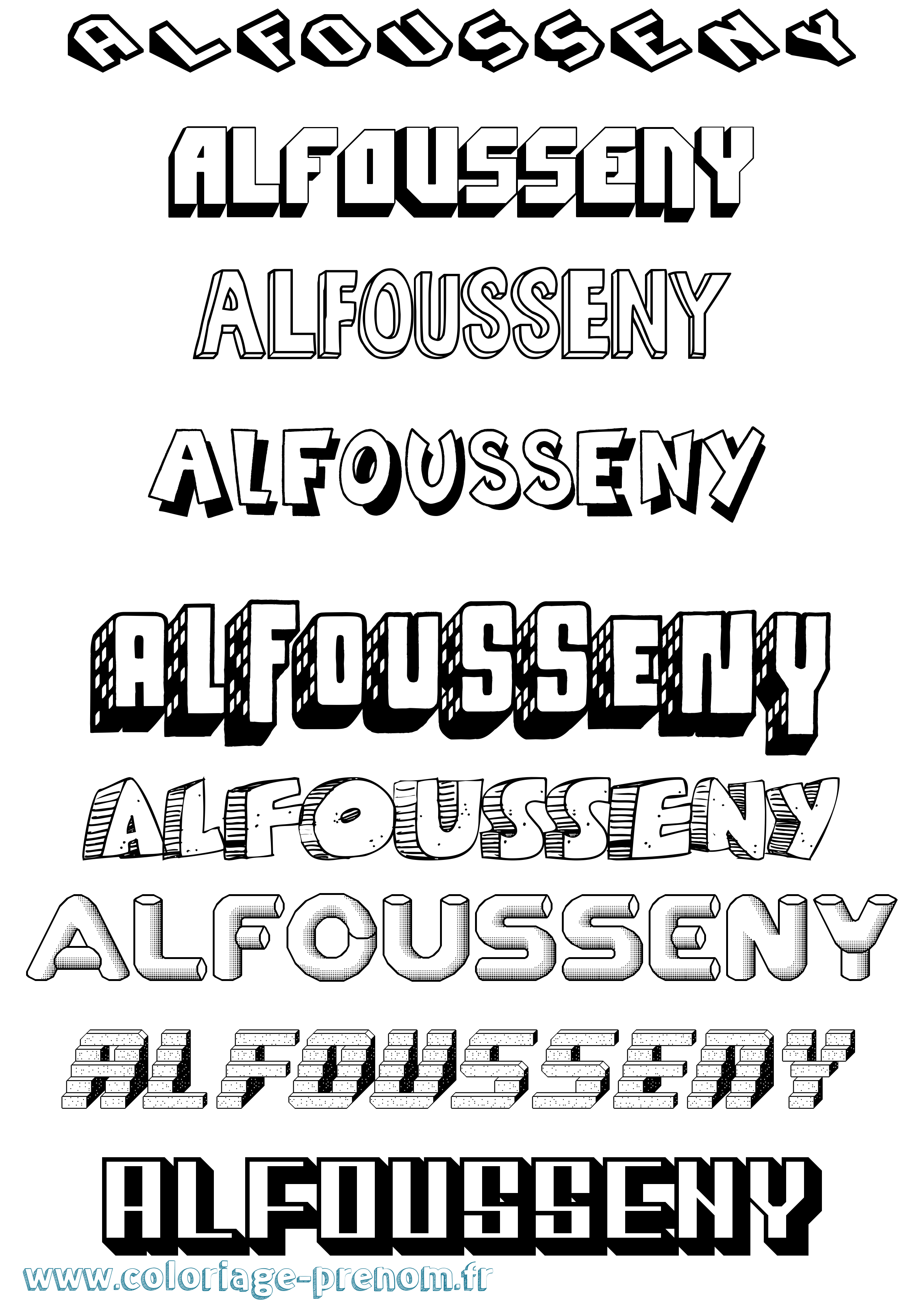 Coloriage Alfousseny Effet 3D Coloriage prénom Alfousseny Effet 3D