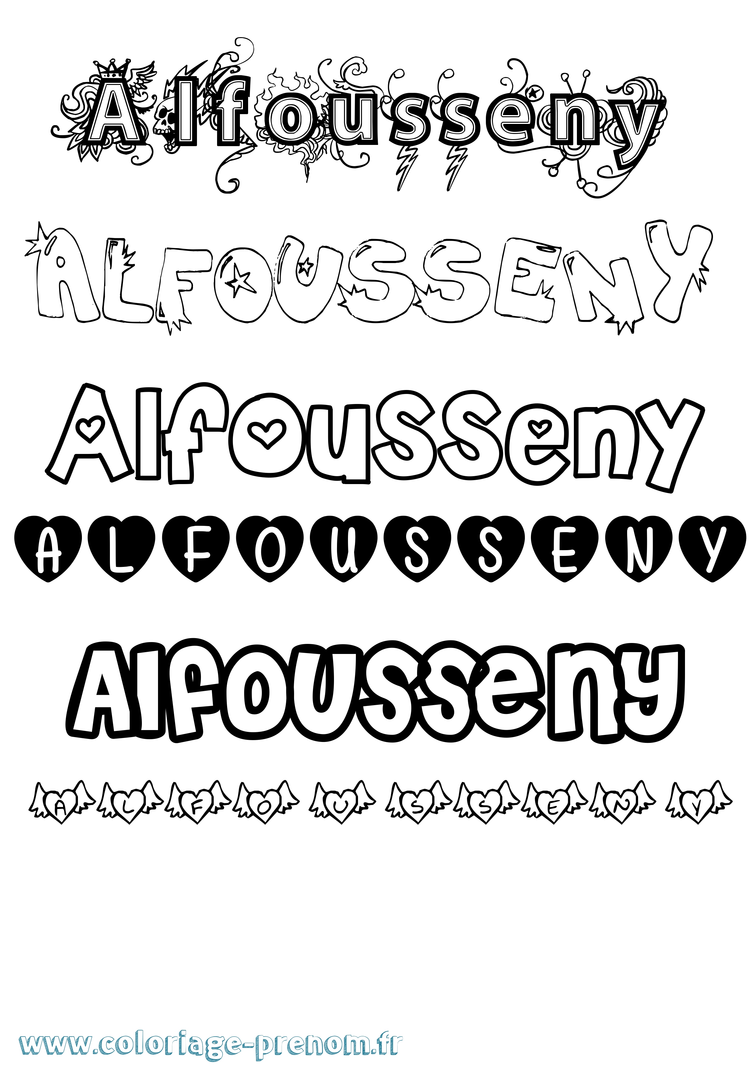Coloriage Alfousseny Girly Coloriage prénom Alfousseny Girly