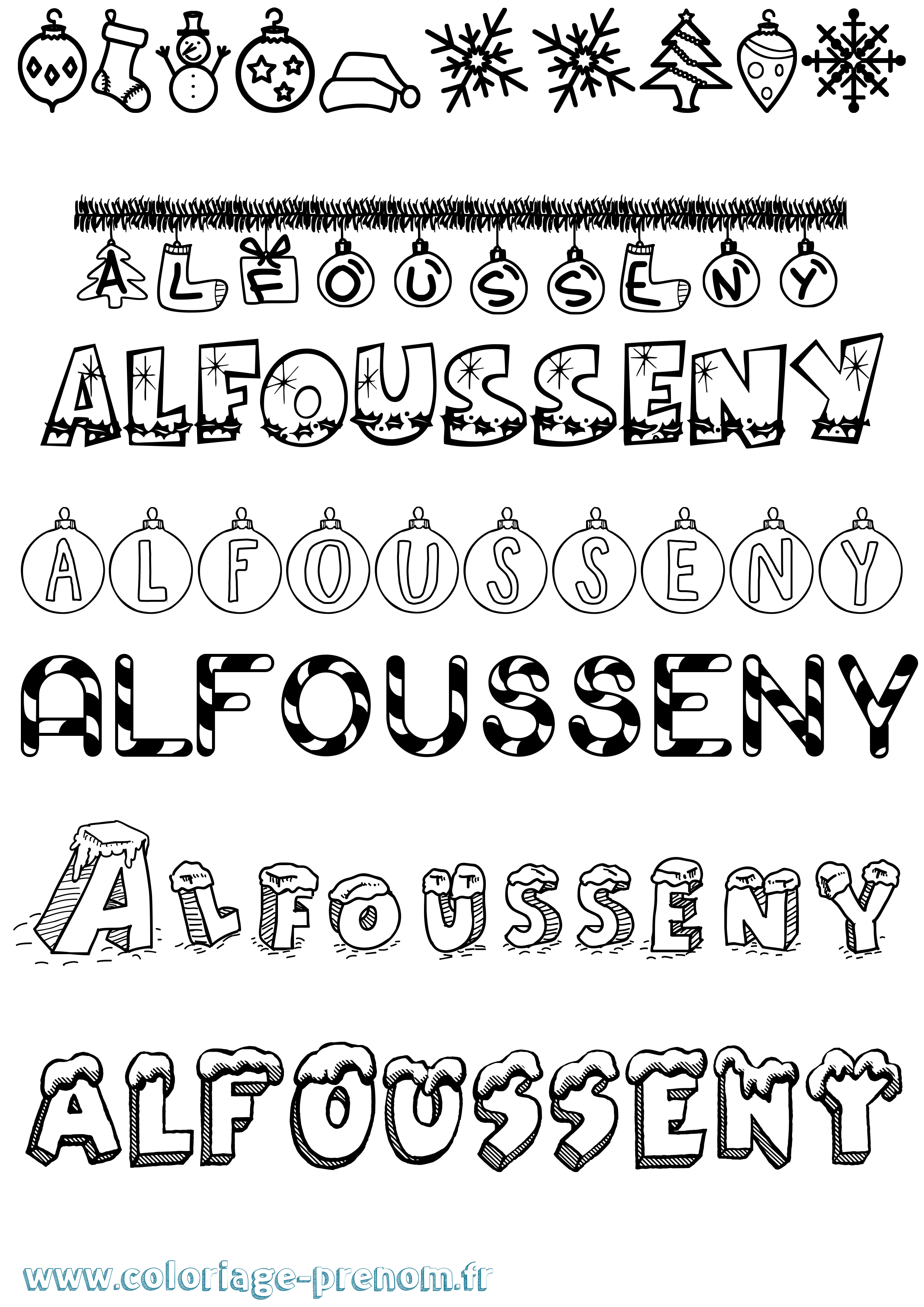 Coloriage Alfousseny Noël Coloriage prénom Alfousseny Noël