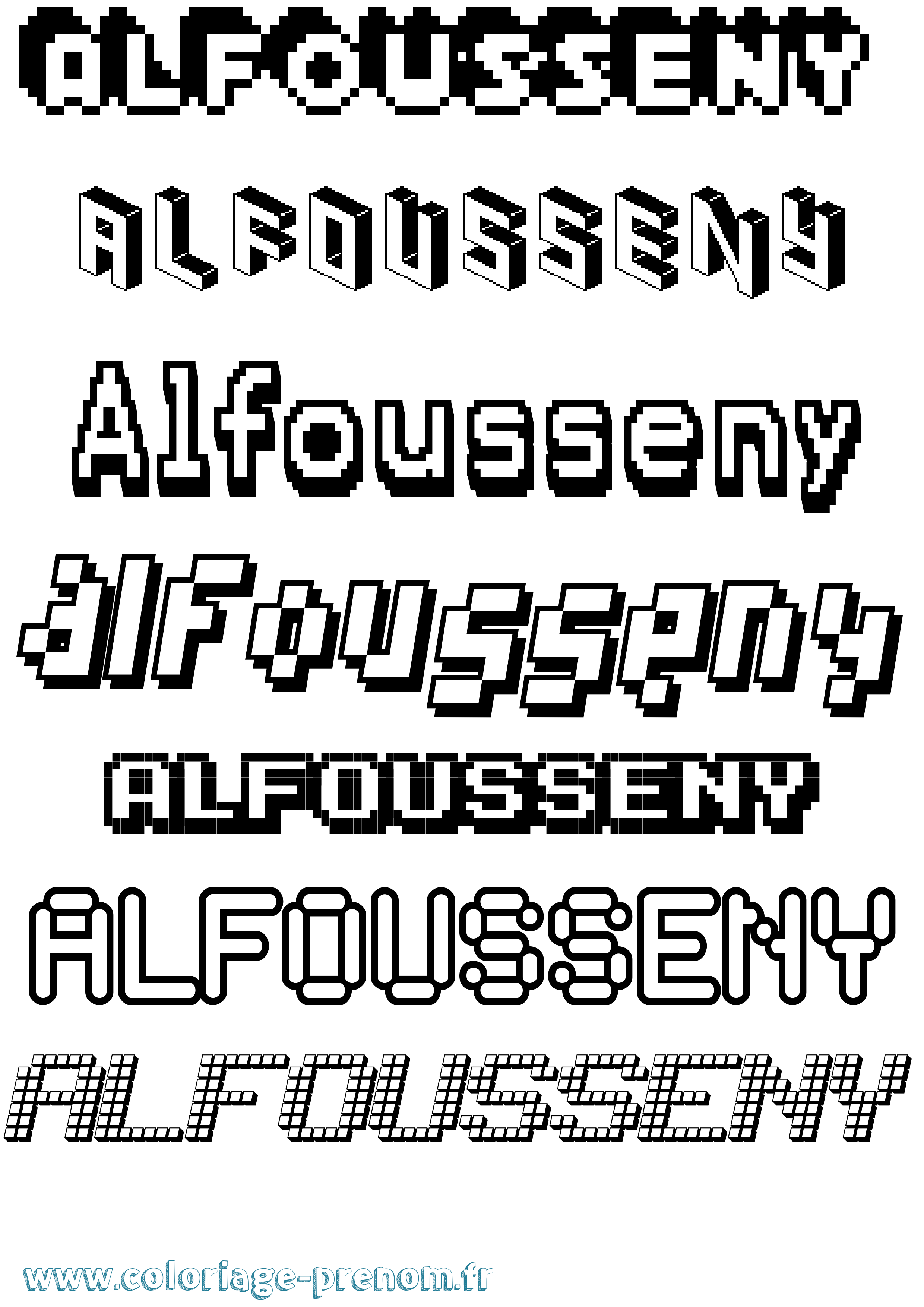 Coloriage Alfousseny Pixel Coloriage prénom Alfousseny Pixel