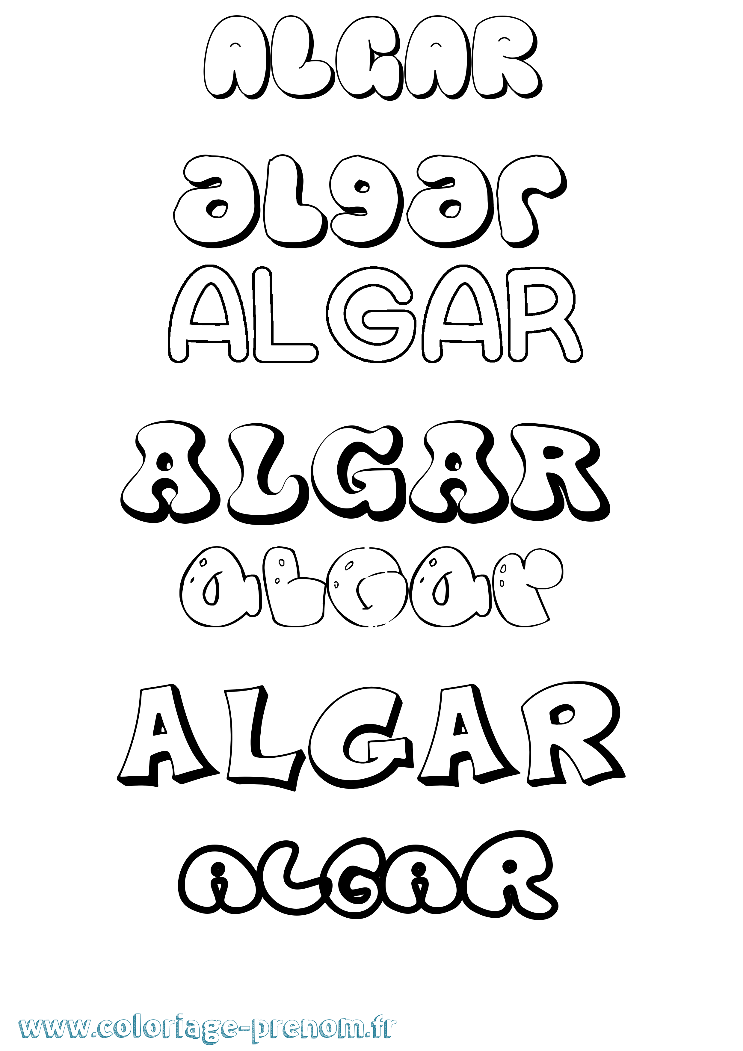 Coloriage Algar Bubble Coloriage prénom Algar Bubble
