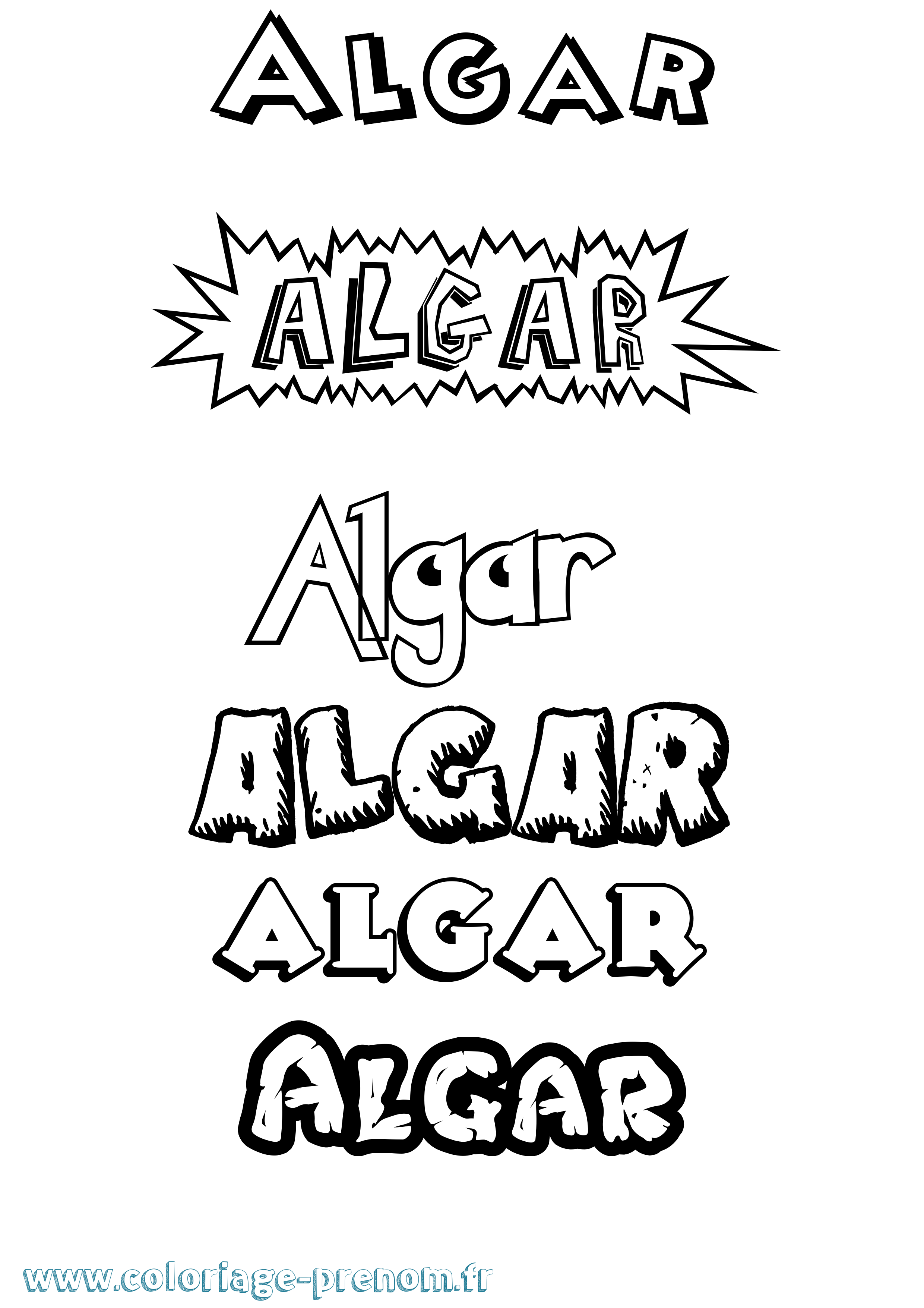 Coloriage Algar Dessin Animé Coloriage prénom Algar Dessin Animé