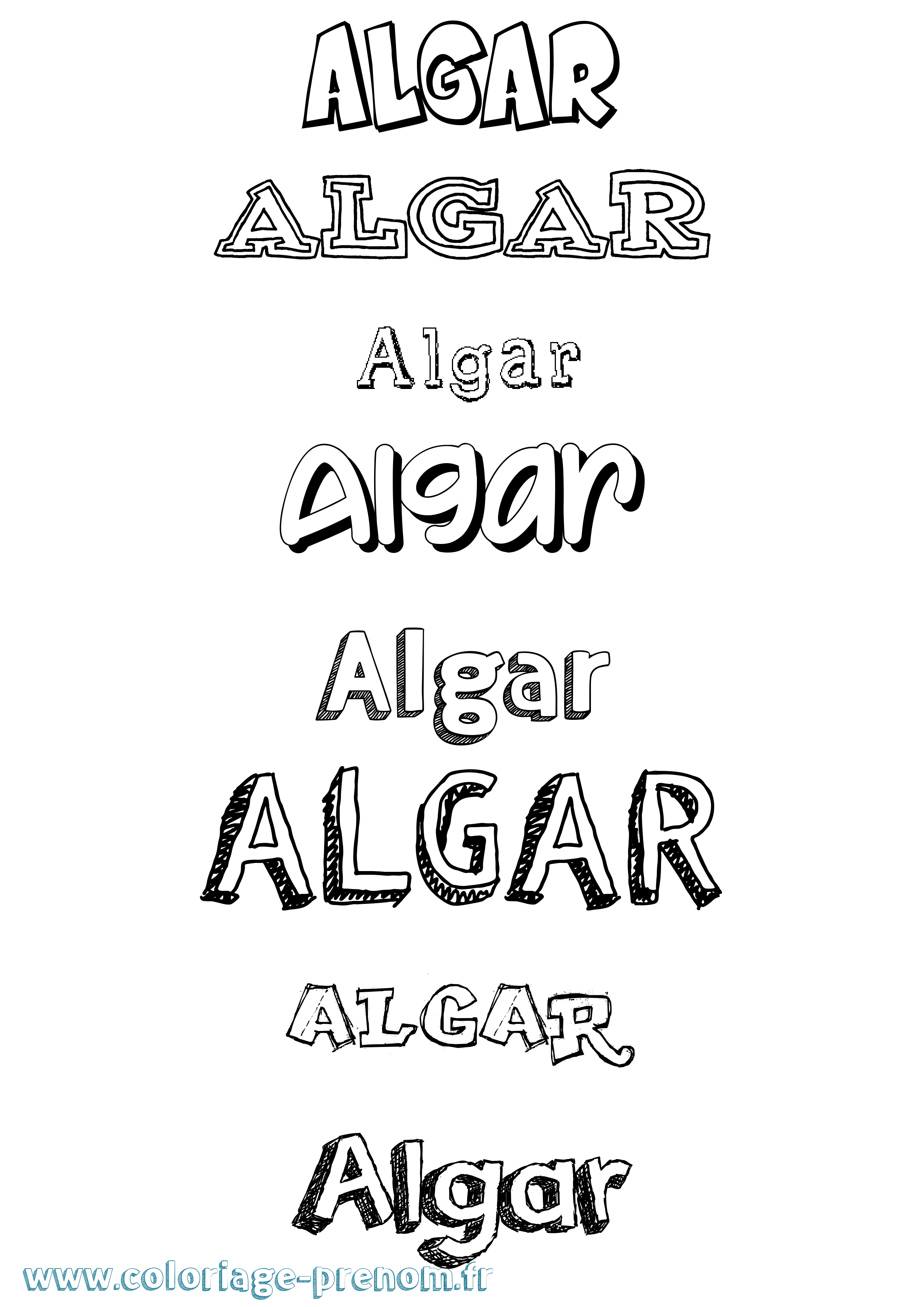 Coloriage Algar Dessiné Coloriage prénom Algar Dessiné