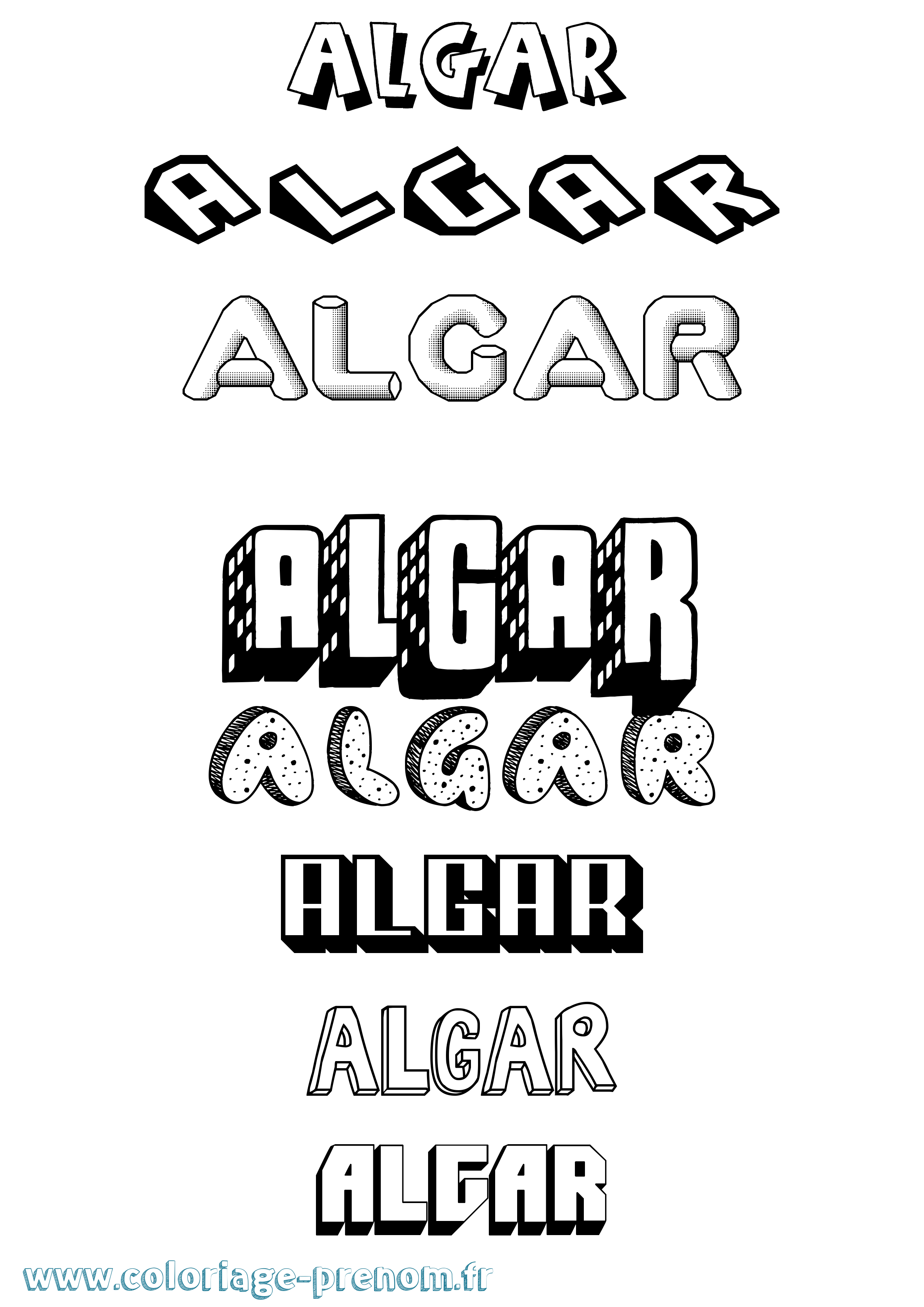 Coloriage Algar Effet 3D Coloriage prénom Algar Effet 3D