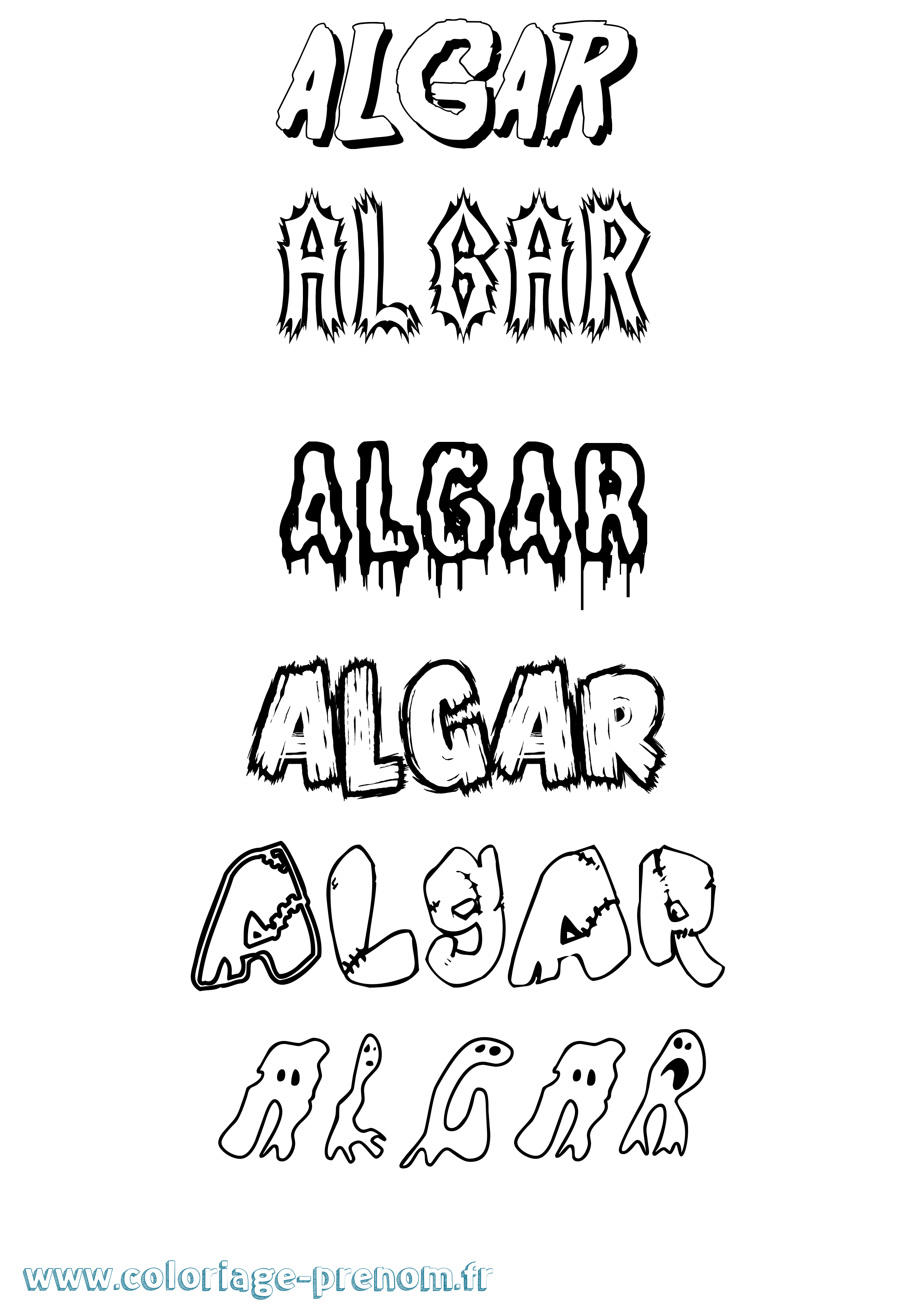 Coloriage Algar Frisson Coloriage prénom Algar Frisson