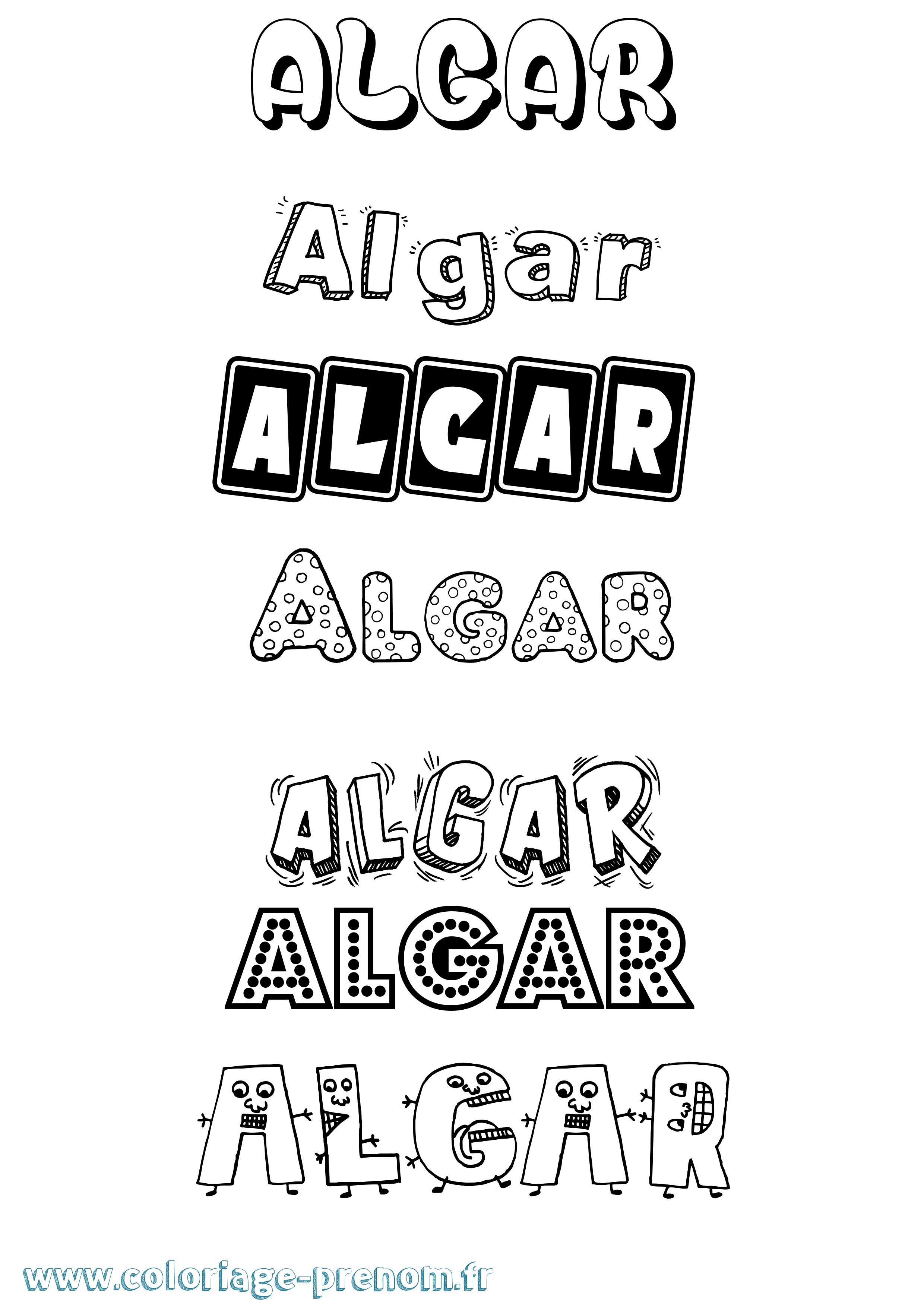 Coloriage Algar Fun Coloriage prénom Algar Fun