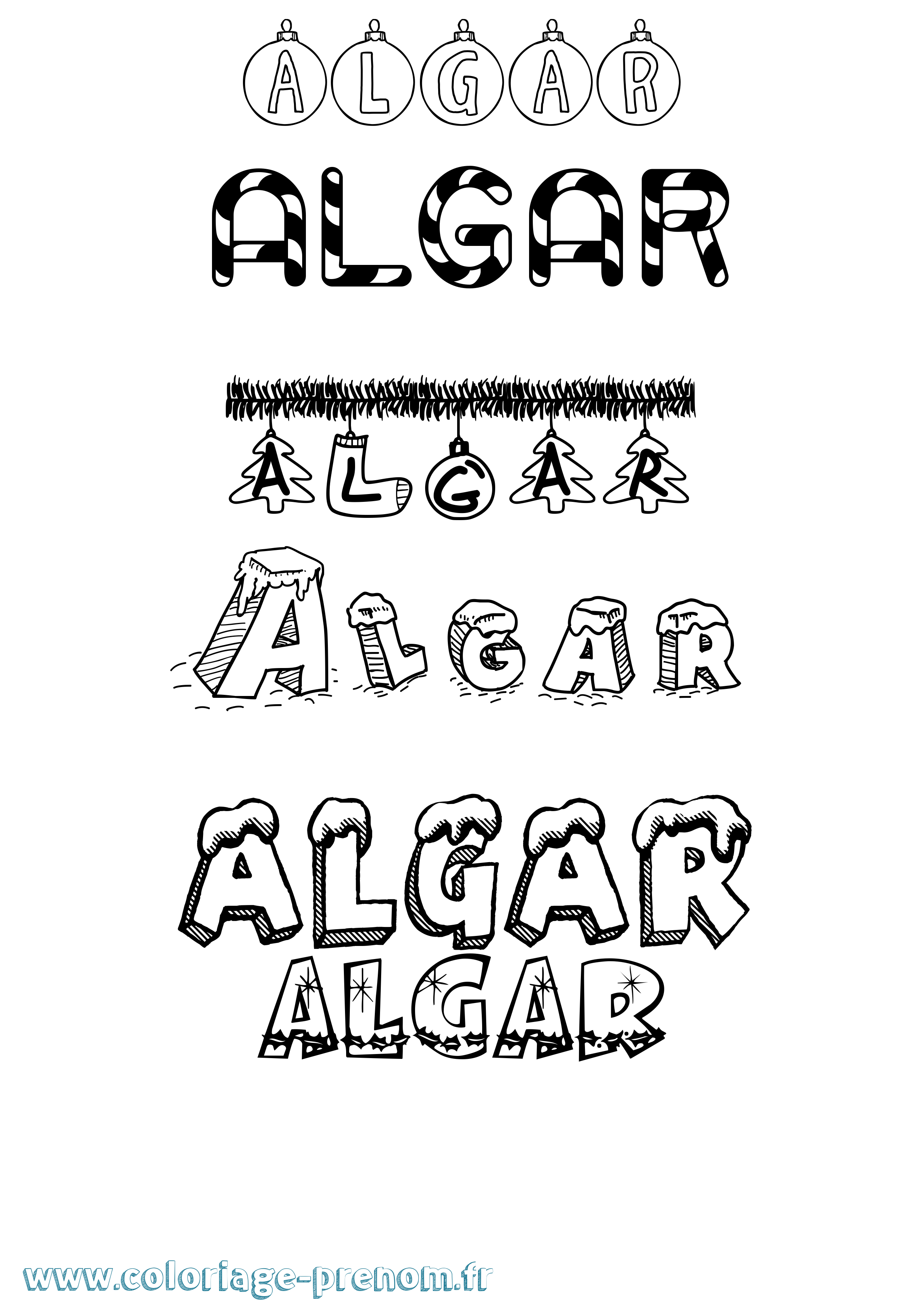 Coloriage Algar Noël Coloriage prénom Algar Noël