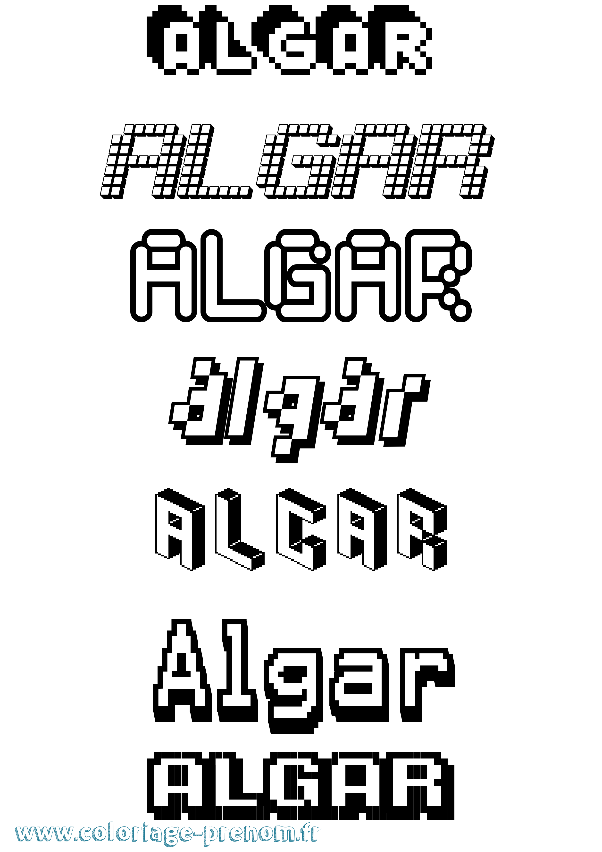 Coloriage Algar Pixel Coloriage prénom Algar Pixel