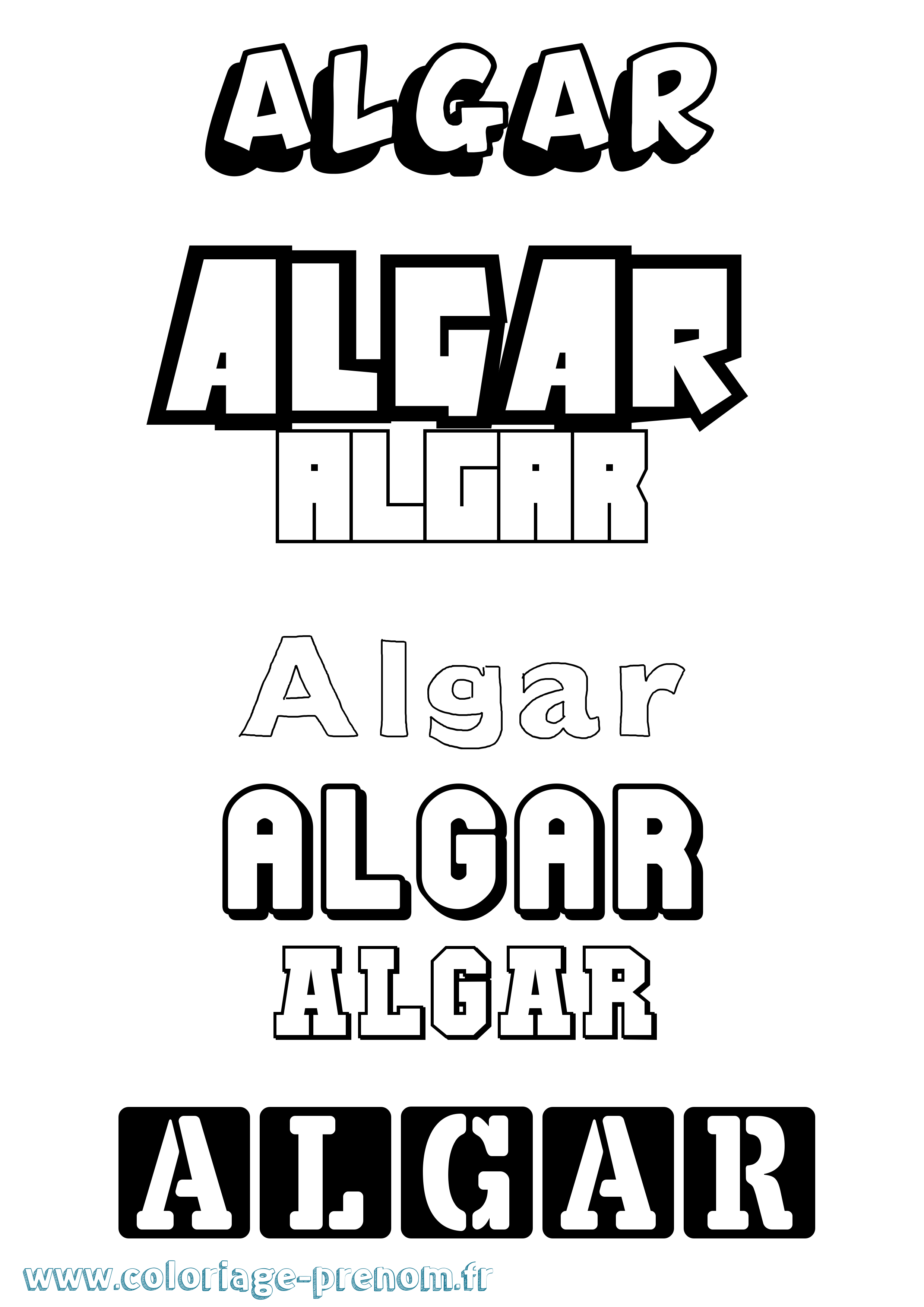 Coloriage Algar Simple Coloriage prénom Algar Simple
