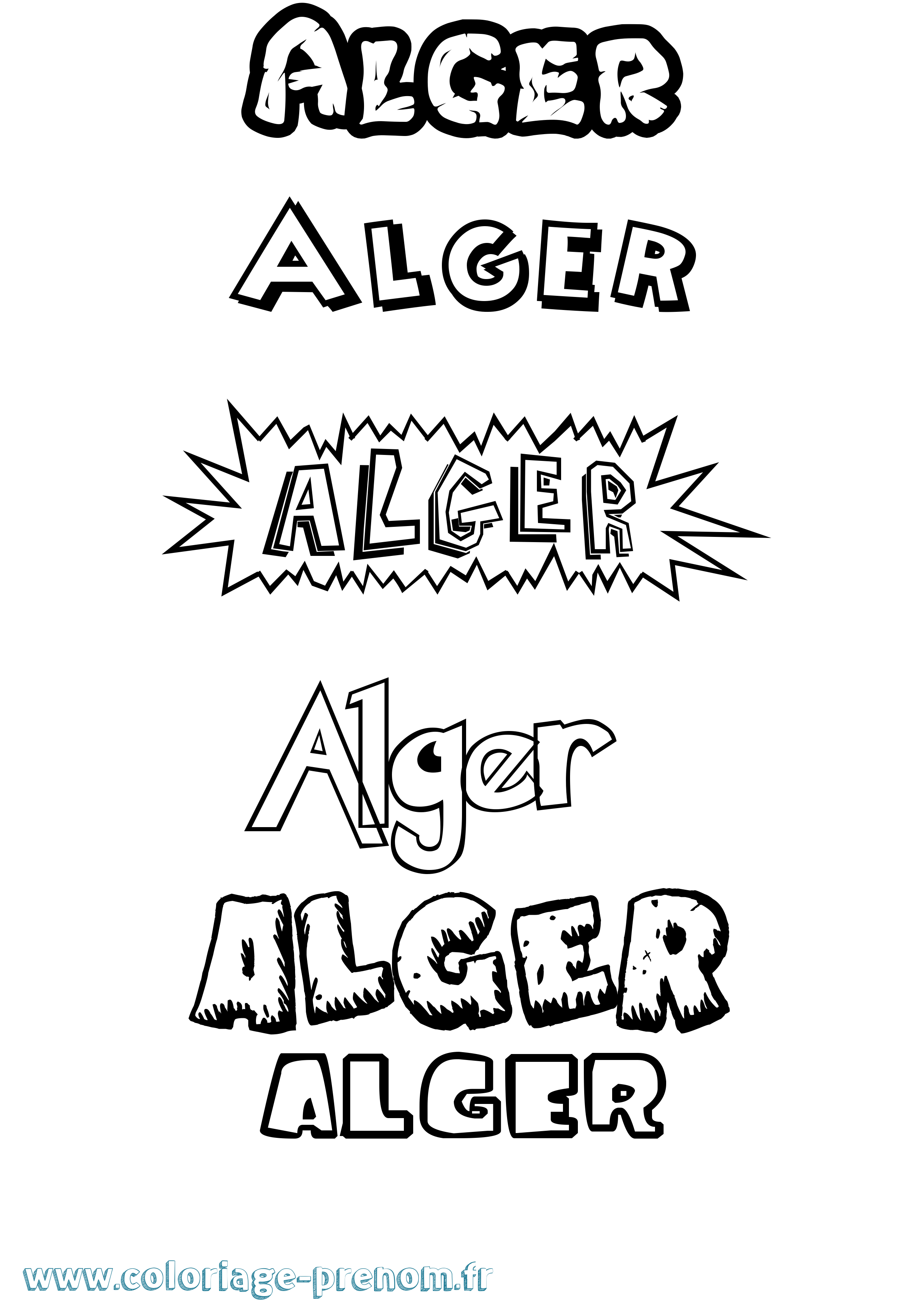 Coloriage Alger Dessin Animé Coloriage prénom Alger Dessin Animé