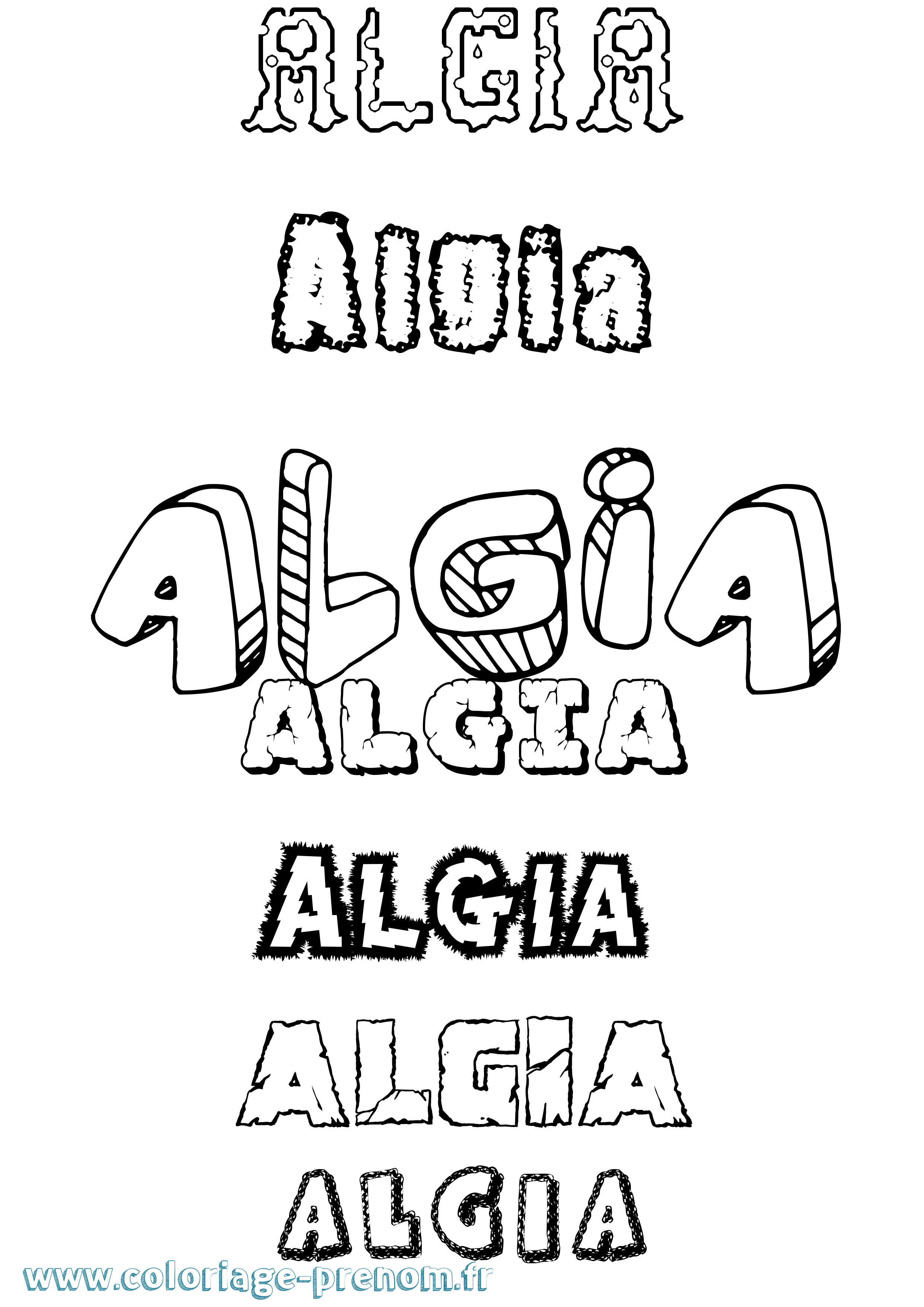 Coloriage Algia Destructuré Coloriage prénom Algia Destructuré