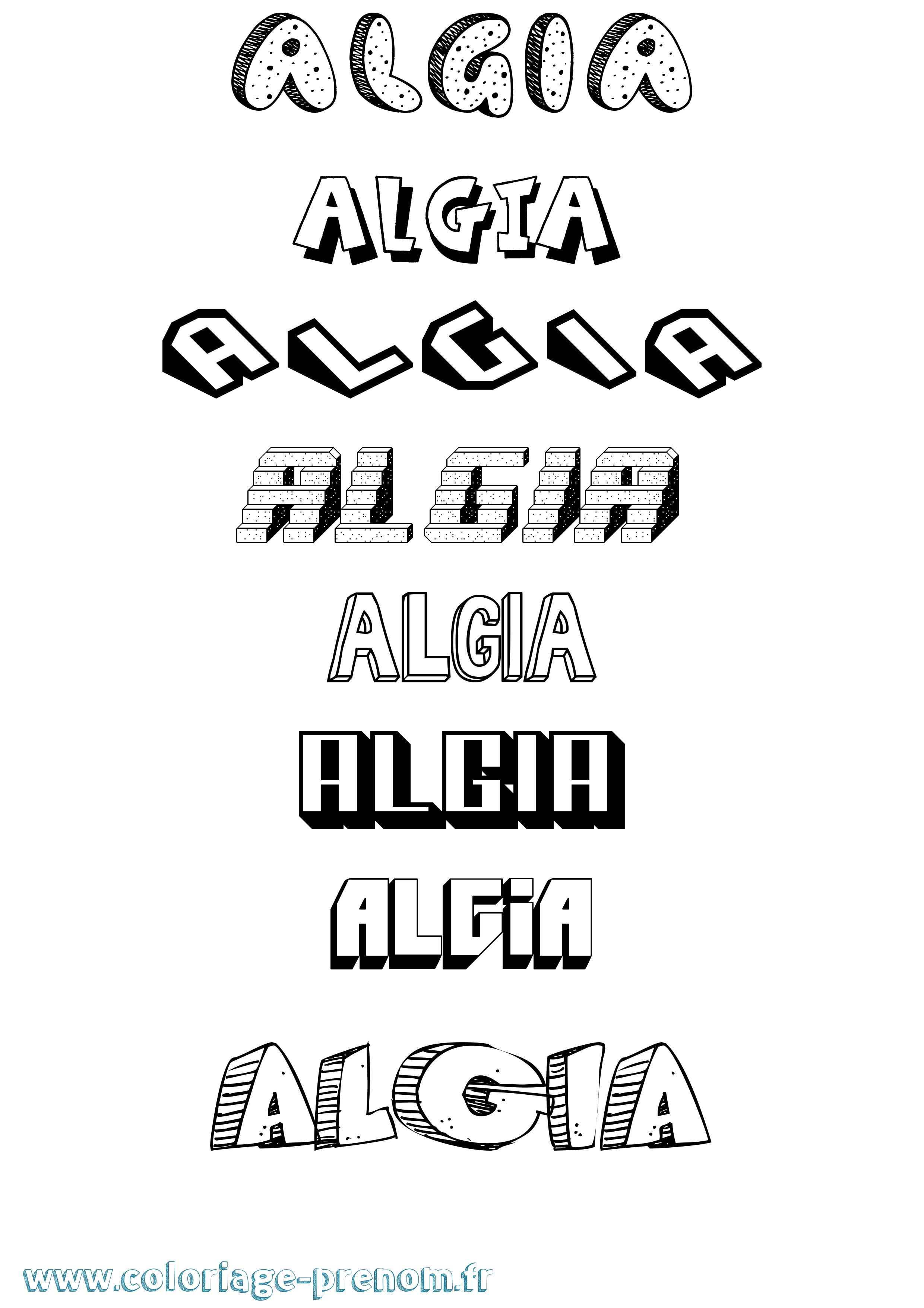 Coloriage Algia Effet 3D Coloriage prénom Algia Effet 3D