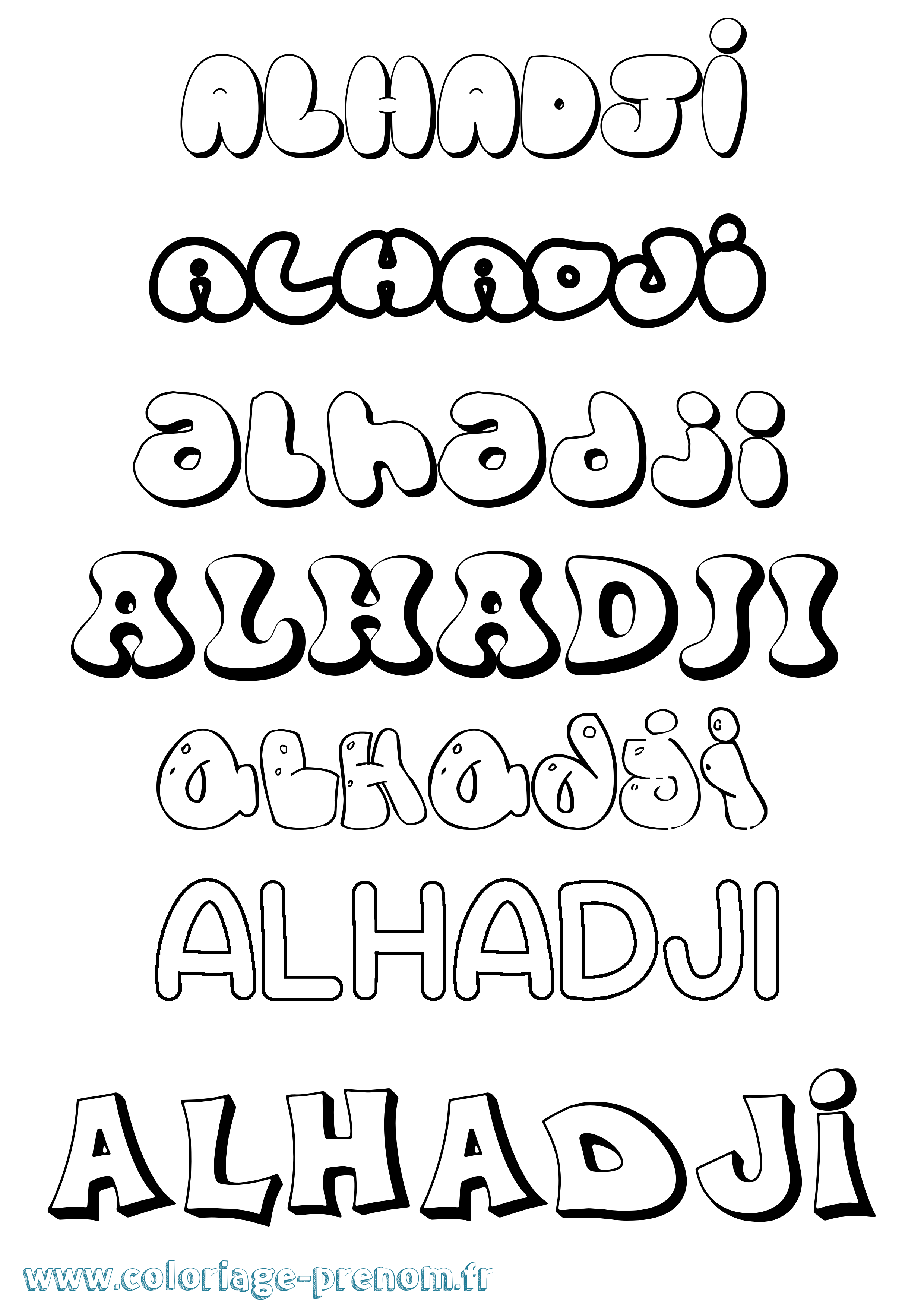 Coloriage Alhadji Bubble Coloriage prénom Alhadji Bubble