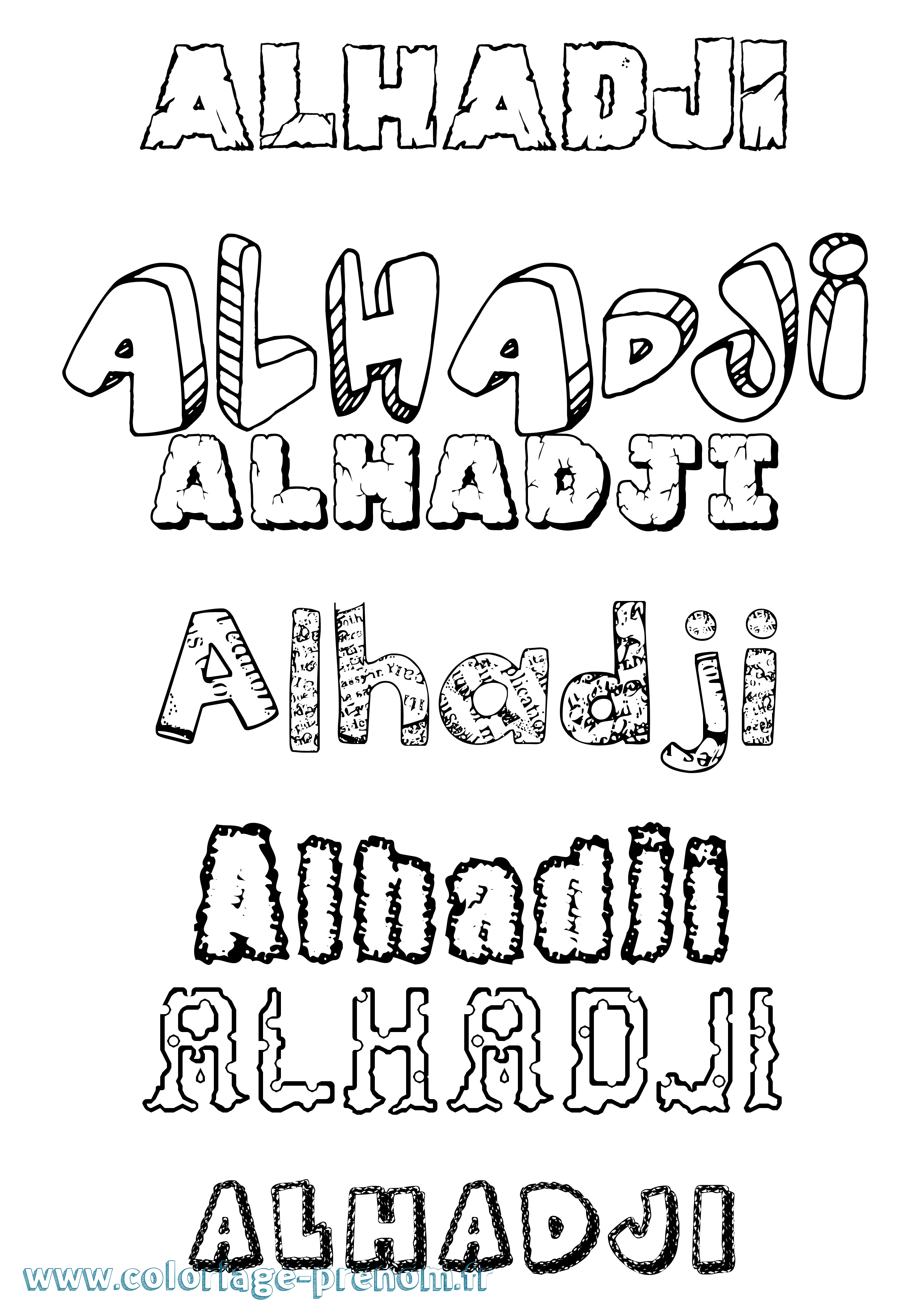 Coloriage Alhadji Destructuré Coloriage prénom Alhadji Destructuré