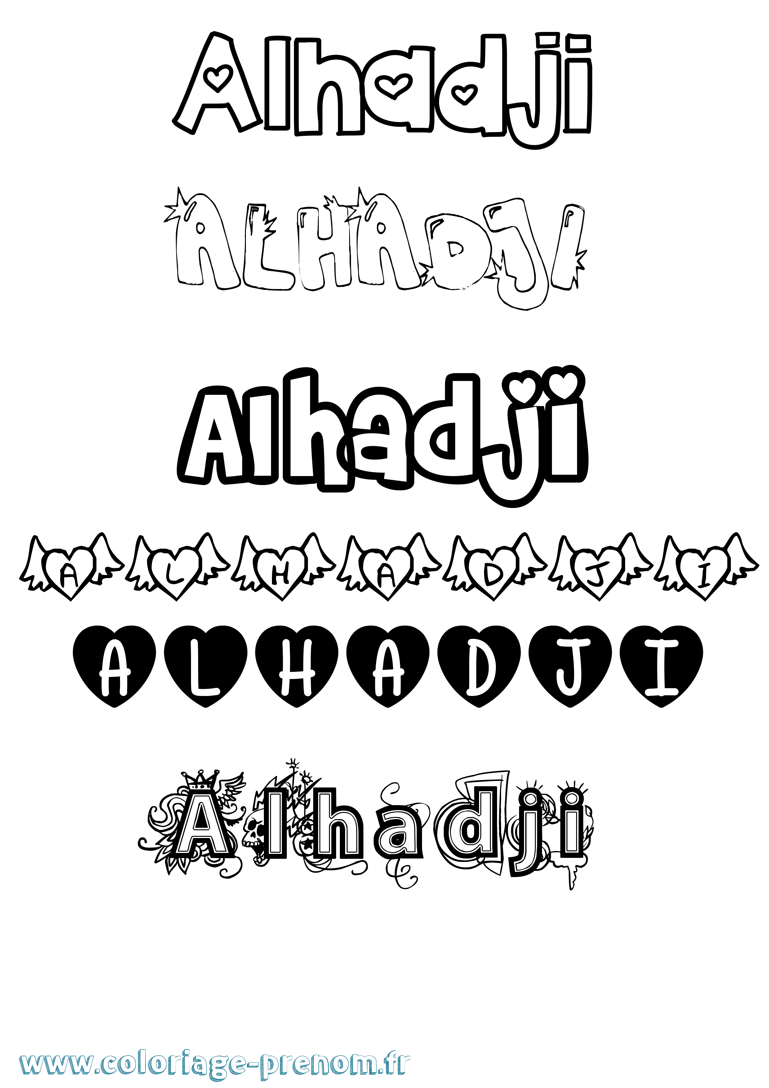 Coloriage Alhadji Girly Coloriage prénom Alhadji Girly