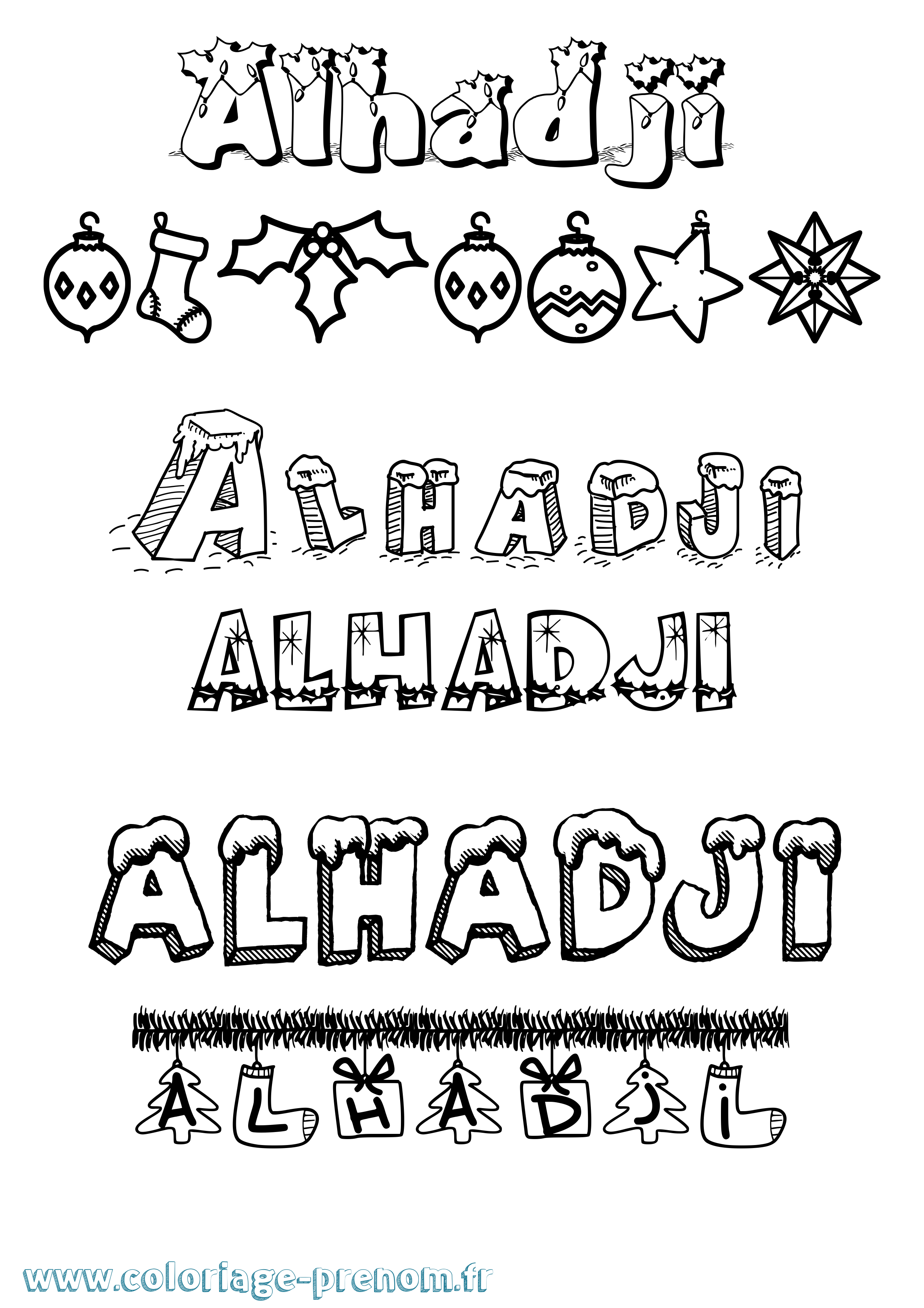 Coloriage Alhadji Noël Coloriage prénom Alhadji Noël