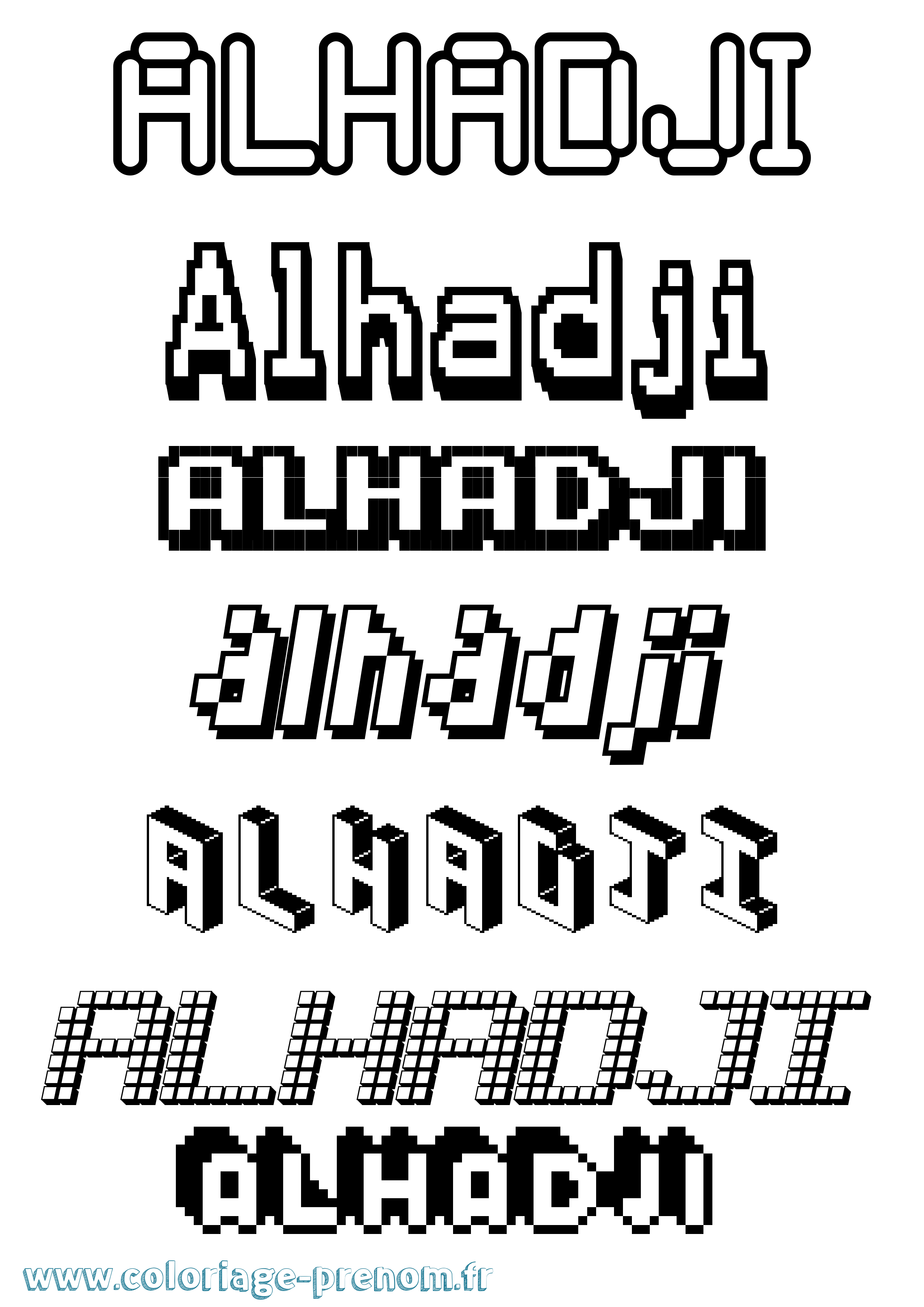 Coloriage Alhadji Pixel Coloriage prénom Alhadji Pixel