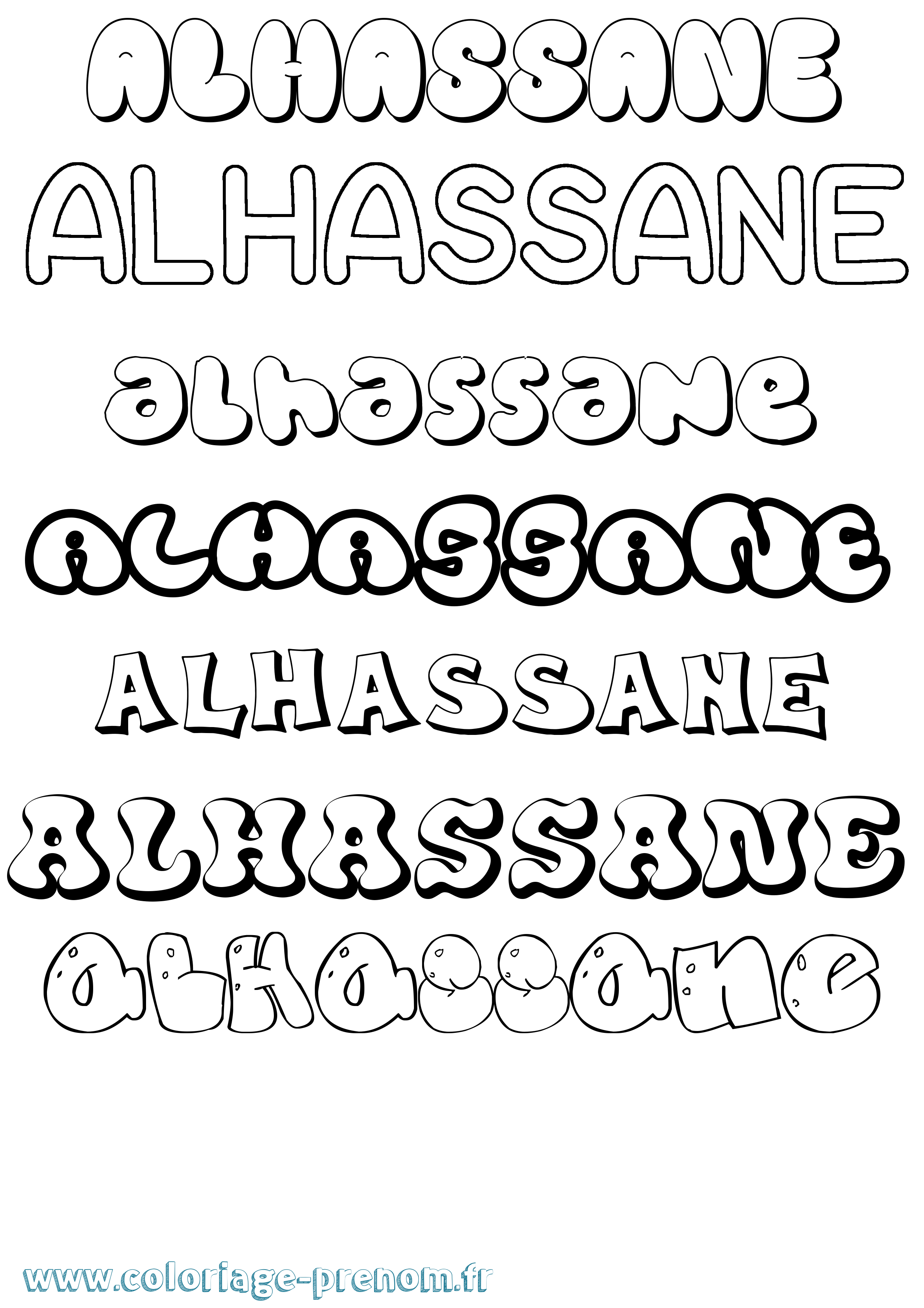 Coloriage Alhassane Bubble Coloriage prénom Alhassane Bubble