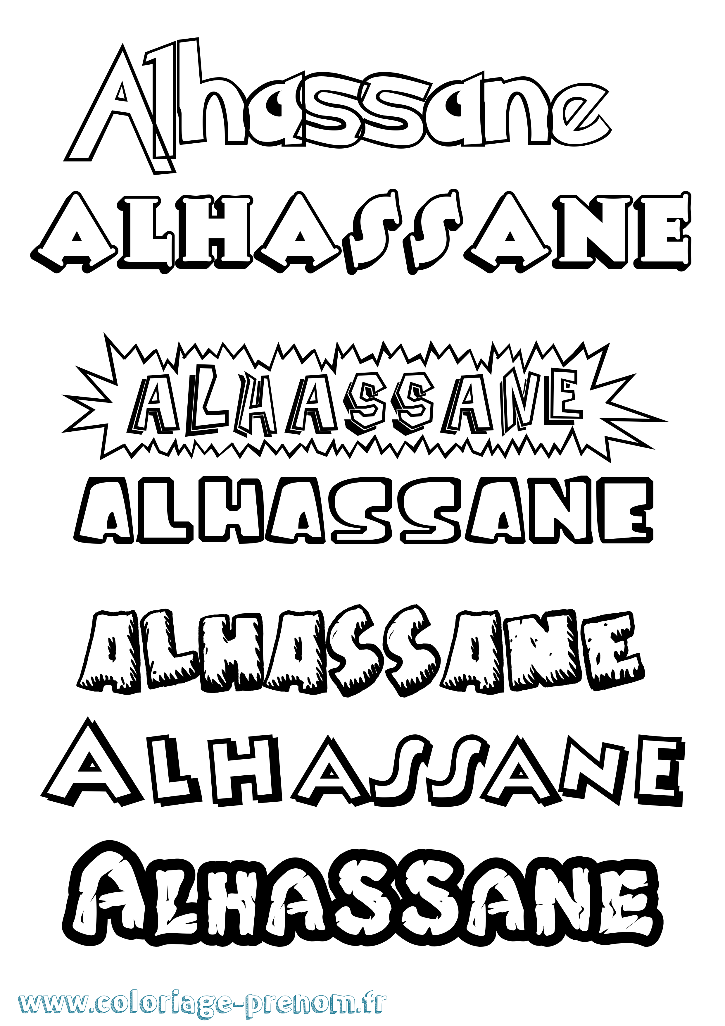Coloriage Alhassane Dessin Animé Coloriage prénom Alhassane Dessin Animé