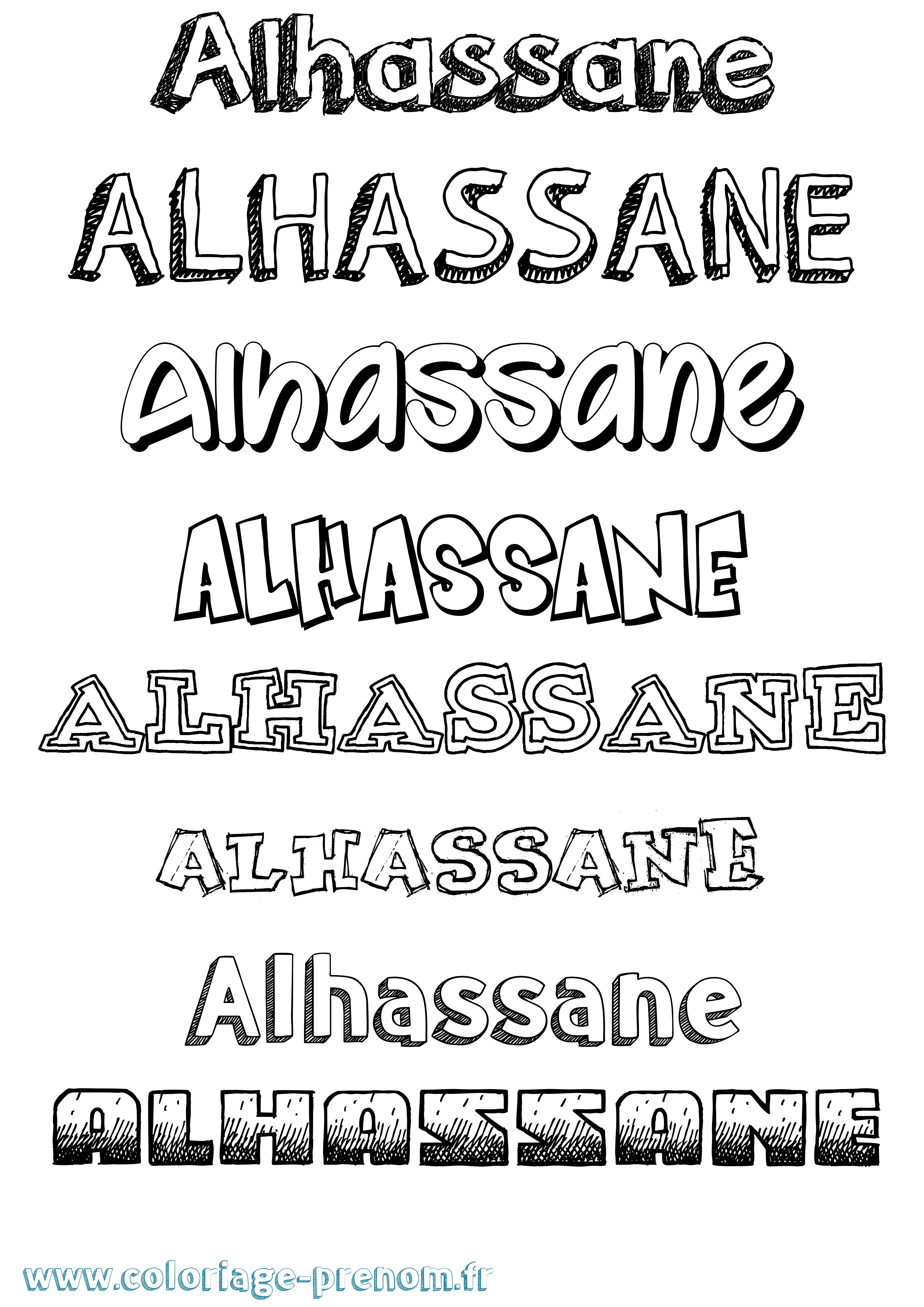 Coloriage Alhassane Dessiné Coloriage prénom Alhassane Dessiné