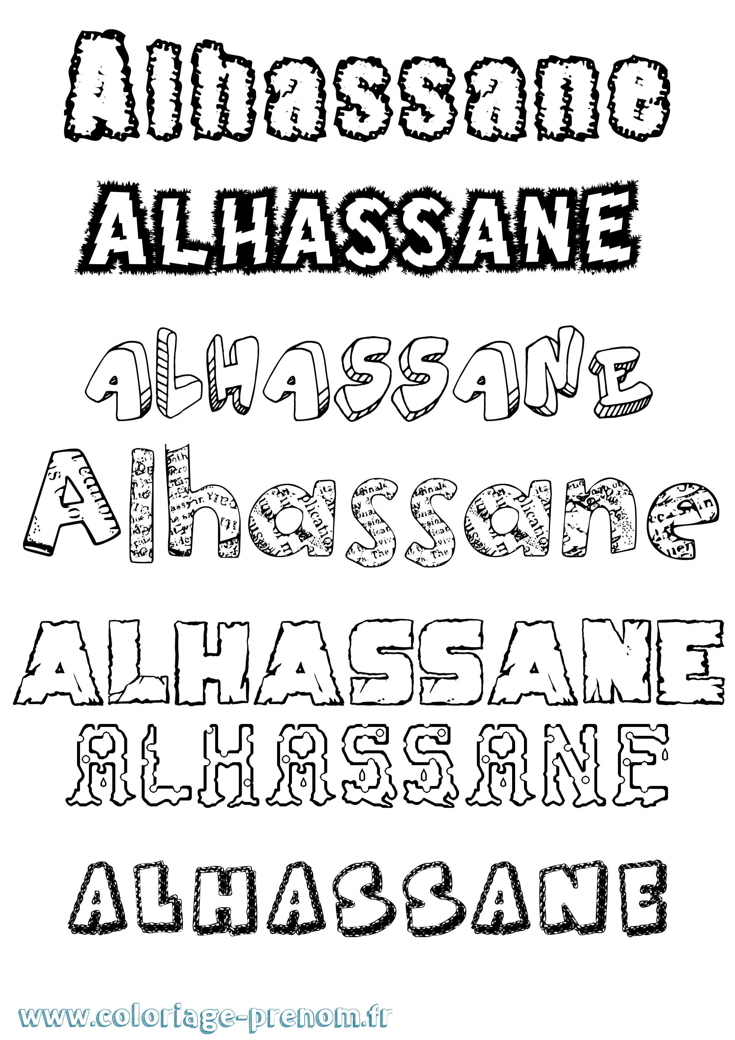 Coloriage Alhassane Destructuré Coloriage prénom Alhassane Destructuré