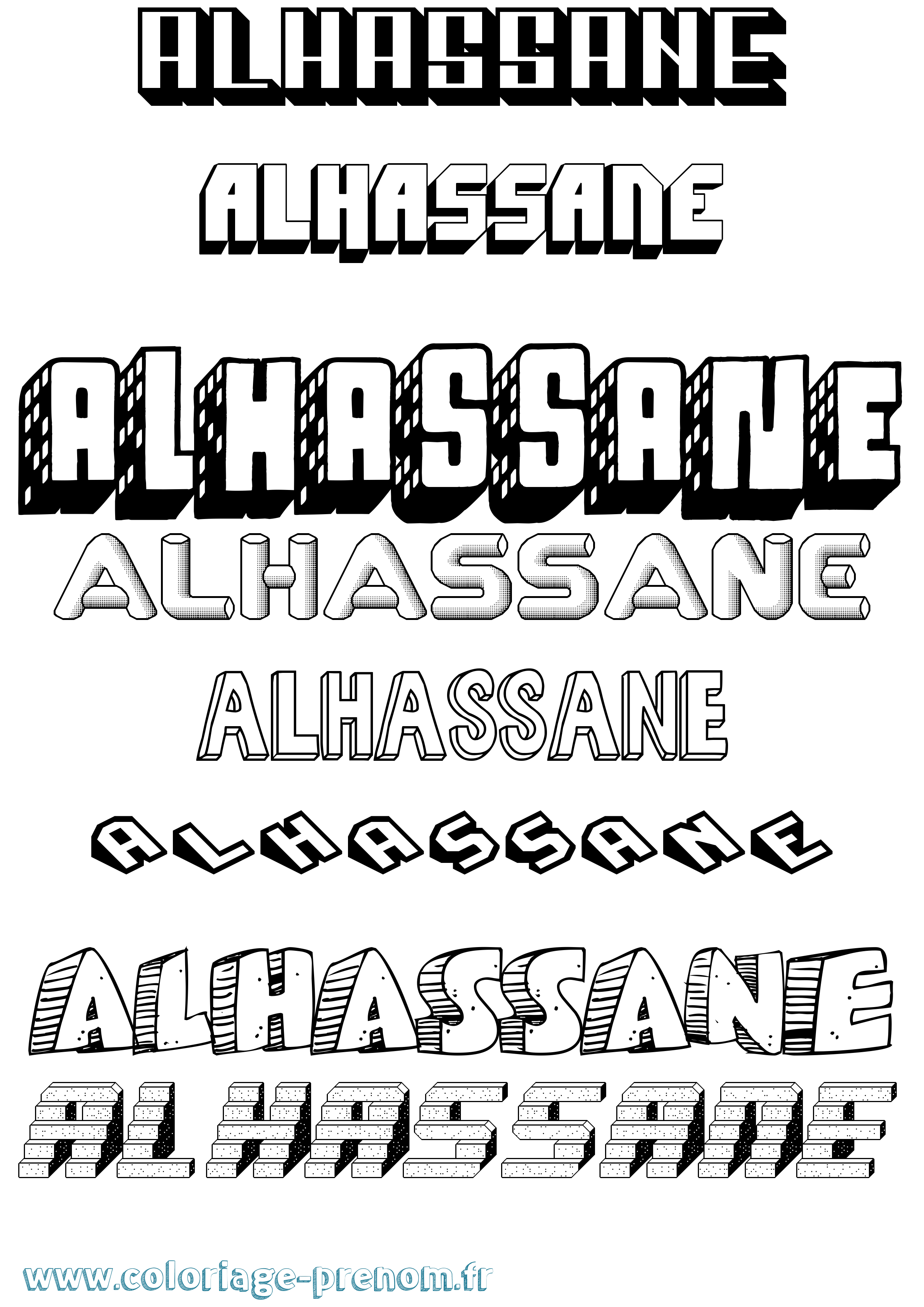 Coloriage Alhassane Effet 3D Coloriage prénom Alhassane Effet 3D