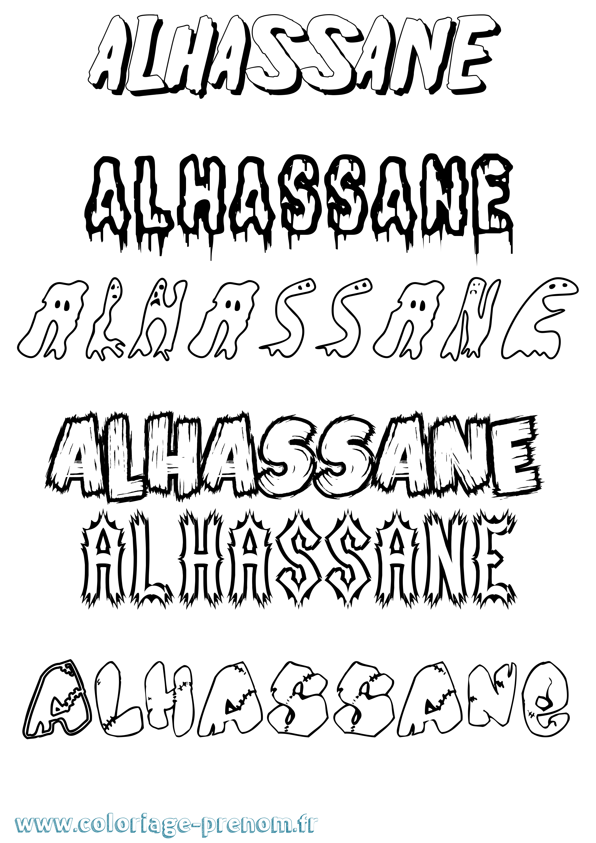 Coloriage Alhassane Frisson Coloriage prénom Alhassane Frisson